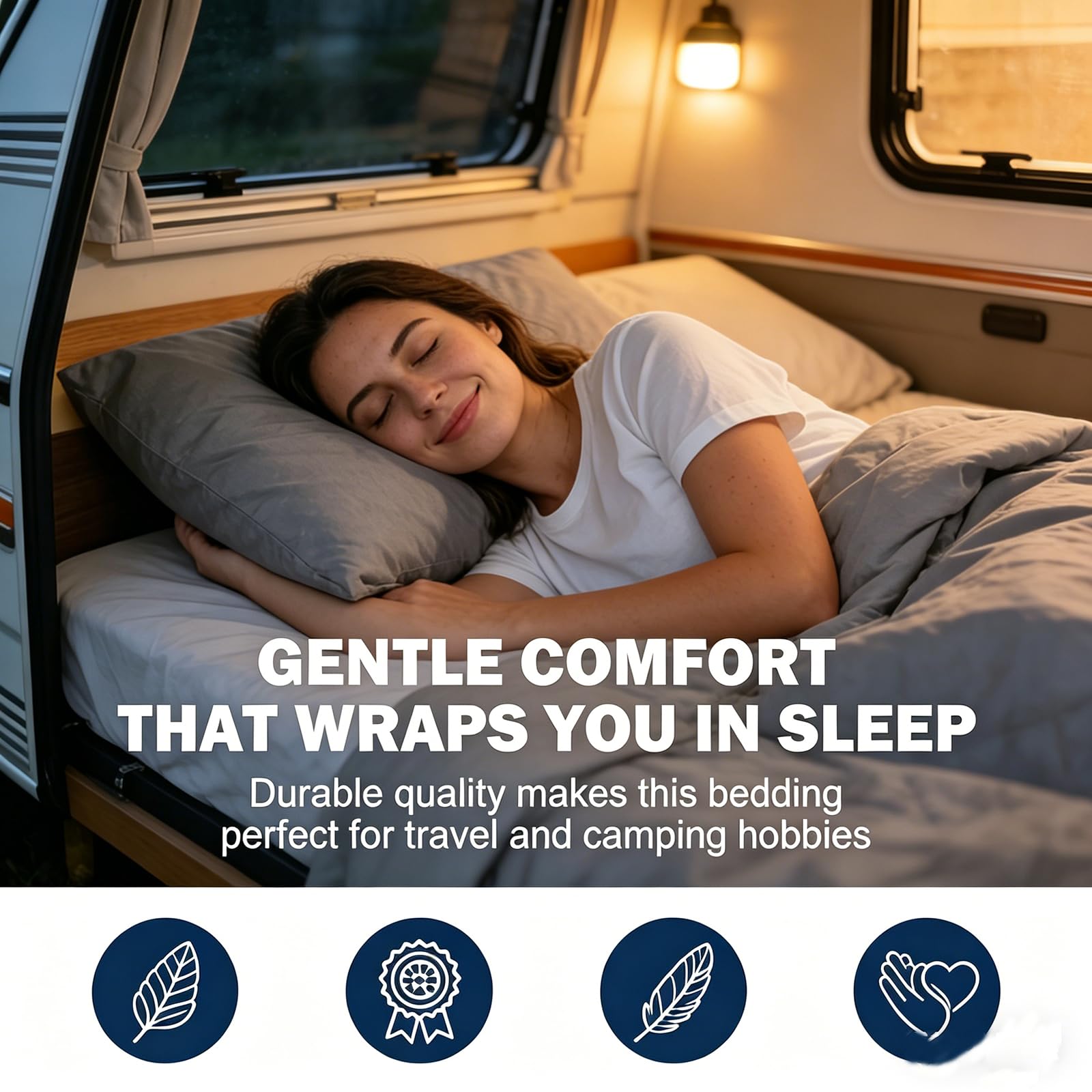Prześcieradło z gumką do samochodów kempingowych, do samochodów dostawczych, VW T5, T6, T6.1, Ocean, Składane, Szary, 20% elastan, 40% nylon, 40% bawełna, Full