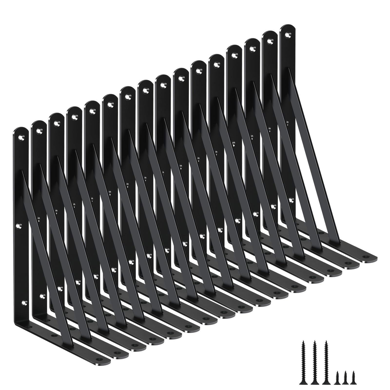 Snapklik.com : 16 Pack L11 X H 8" Black Heavy Duty Shelf Brackets