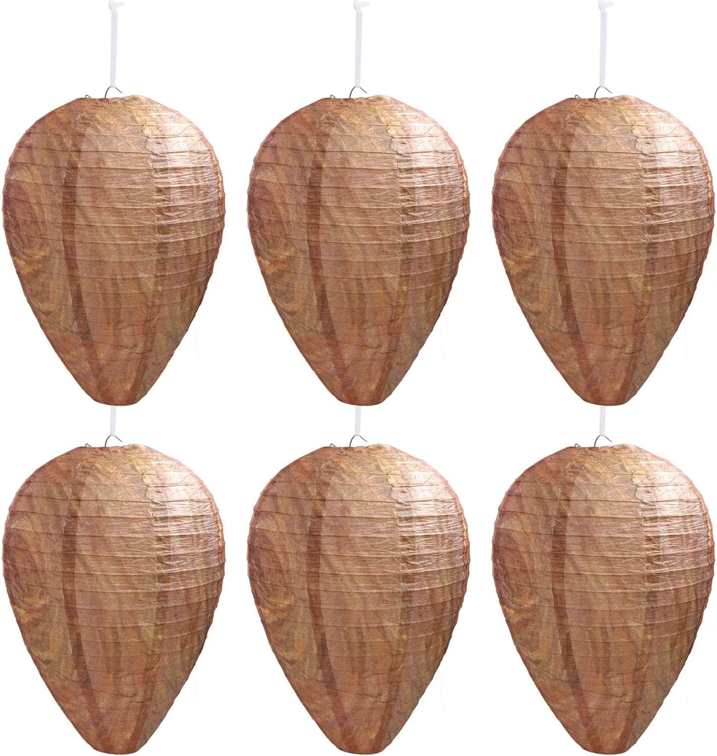 DECYOOL 6 Pack Wasp Nest Decoy Safe Hanging Wasp Deterrent for Hornets Yellow Jackets