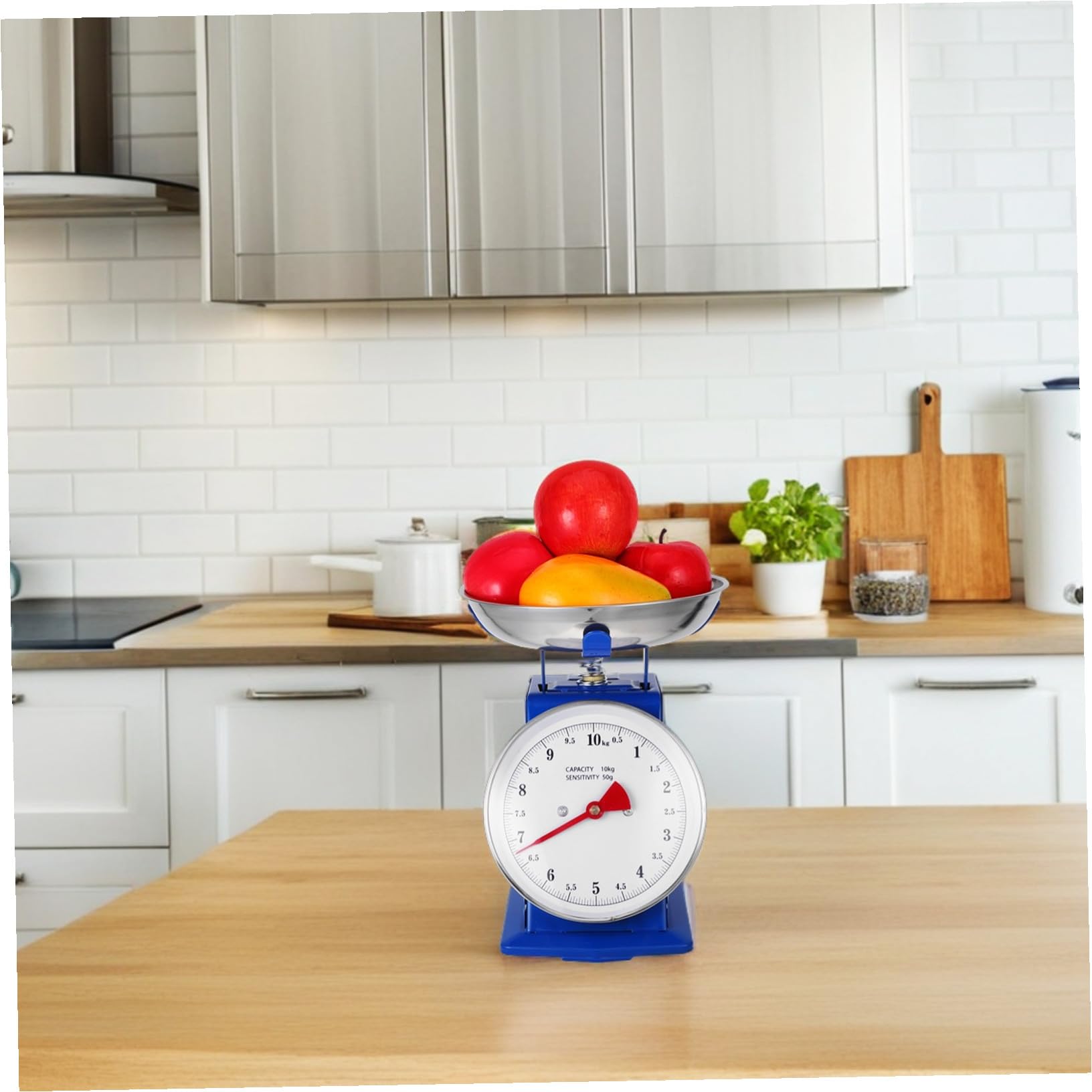 Báscula de Cocina Mecánica Vintage y Dial Grande Fácil de Leer con Capacidad de 10kg, Plato Desmontable para Preparación de Comidas