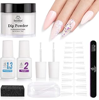 Beetles Nail Dip Powder Kit for Building An Apex, Clear Dipping Powder with 2 in 1 Base Top Coat Activator Dip System Nail Extension Nail Repair French Manicure Dip Manis Nail Art Kit for Nail Starter