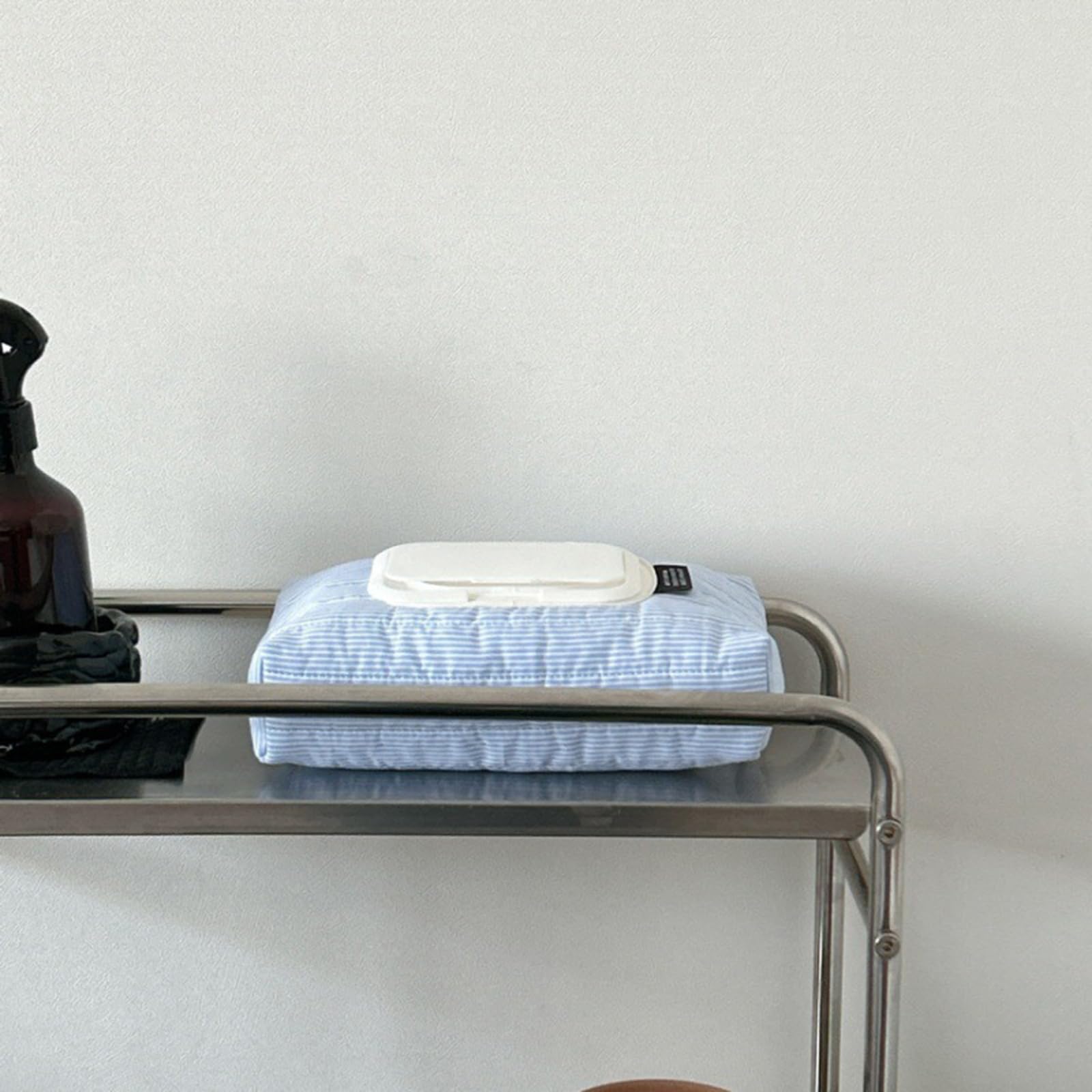 Cotton Striped Quilted Wet Wipes Dispenser, Portable Reusable Wet Tissue Case, Waterproof Wipes Storage Pouch for Travel, Car, Office & Home, Baby Care Accessory for Moms and Parents - 5