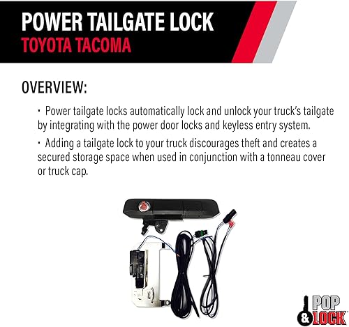 Miniatura 4 de Pop & Lock – Combo de cerradura inteligente para portón trasero eléctrico con tecnología Bolt para Toyota Tacoma, se adapta a los modelos 2005 a