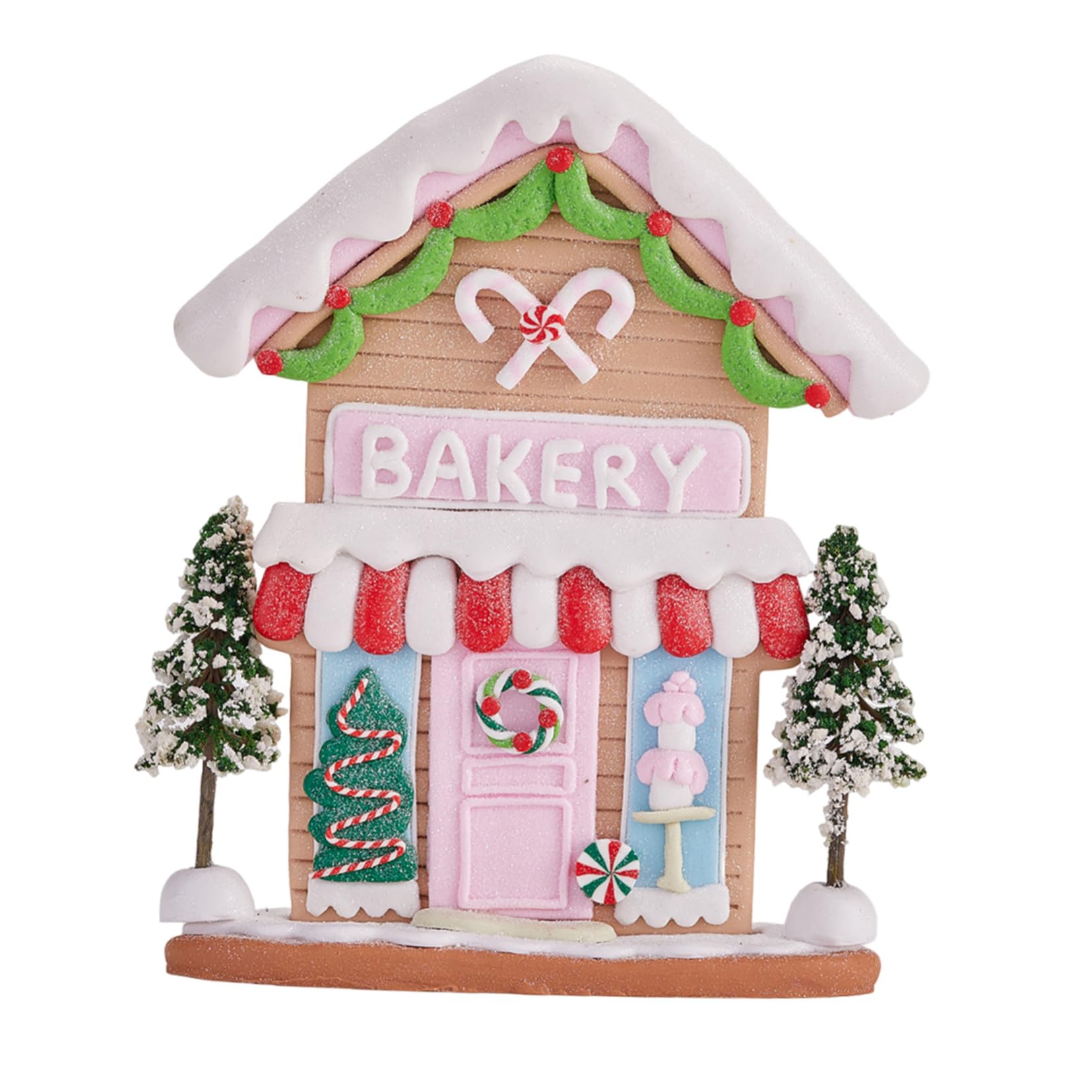 Clay Christmas House Small Handpainted Fairy Cottage Sculpture Artistic Polymer Clay Ornament for Winter Tabletop Decor