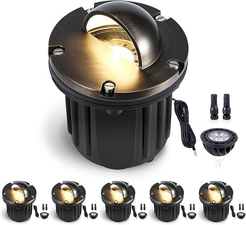 Miniatura 9 de Gardenreet Luces de latón de bajo voltaje en pozos de tierra, luces LED de bajo voltaje para exteriores de 12 V con bombilla LED MR16 de 5 W, 2700