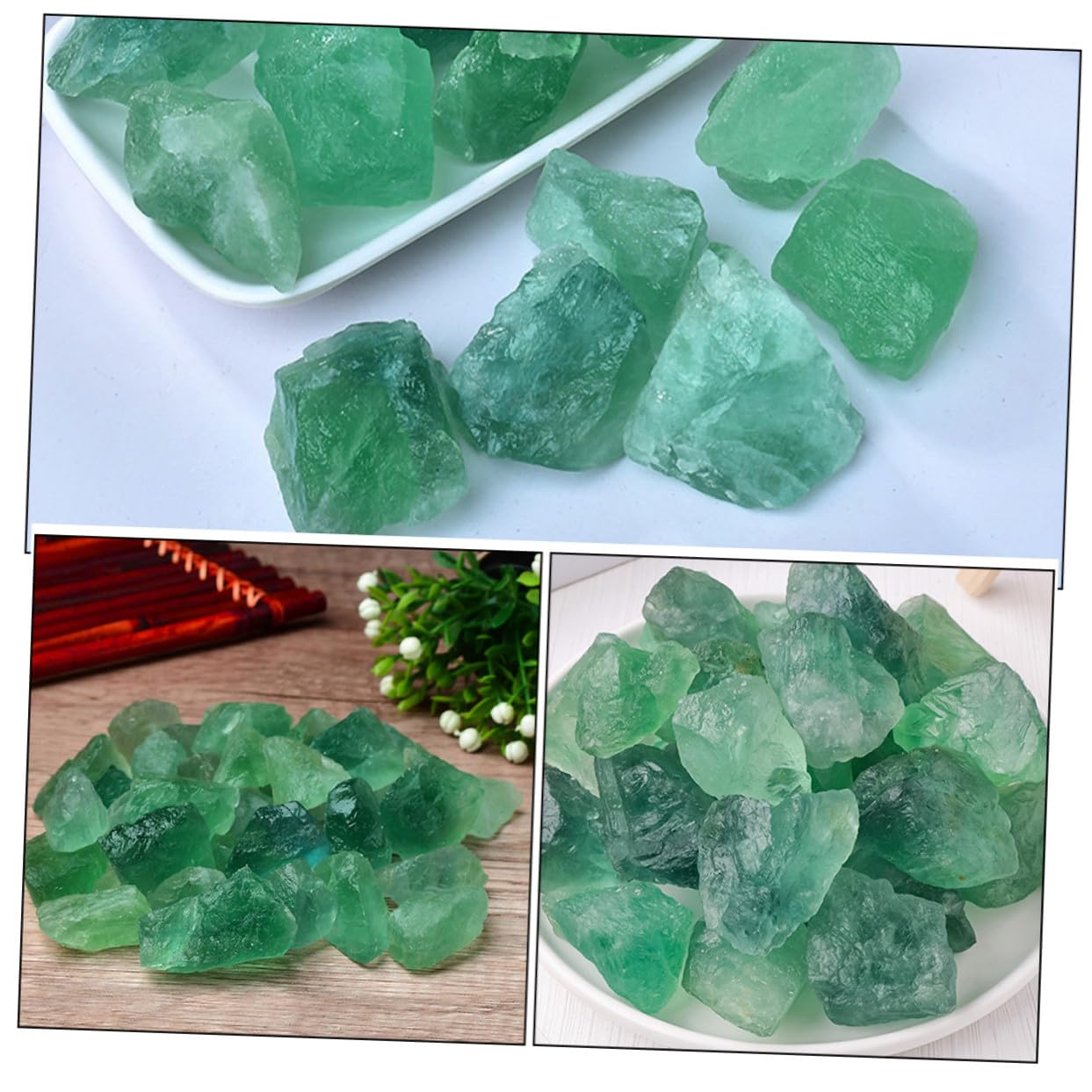 Piedras de Fluorita Verde Natural para Decoración del Hogar y Artesanía DIY Difusores Aromáticos y Relleno de Jarrones Paquete Textura Única para Acuario y Decoración Creativa