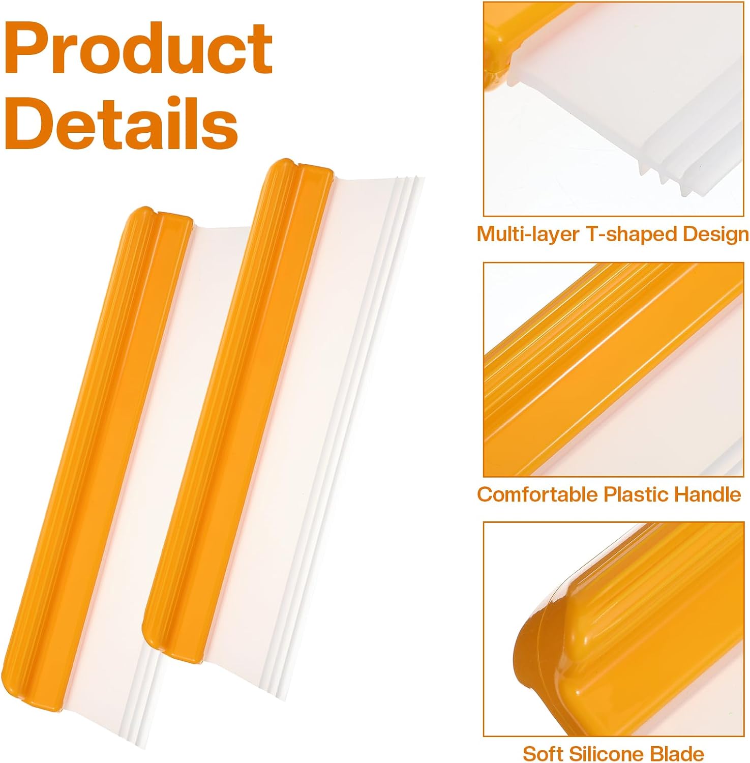 Car Squeegee, 6 Pack 12 inch Flexible Car Water Scraper Tool Silicone Window Squeegee for Cars Or Home Use, Washing & Wiping Glass, Mirror & Shower Doors, Yellow