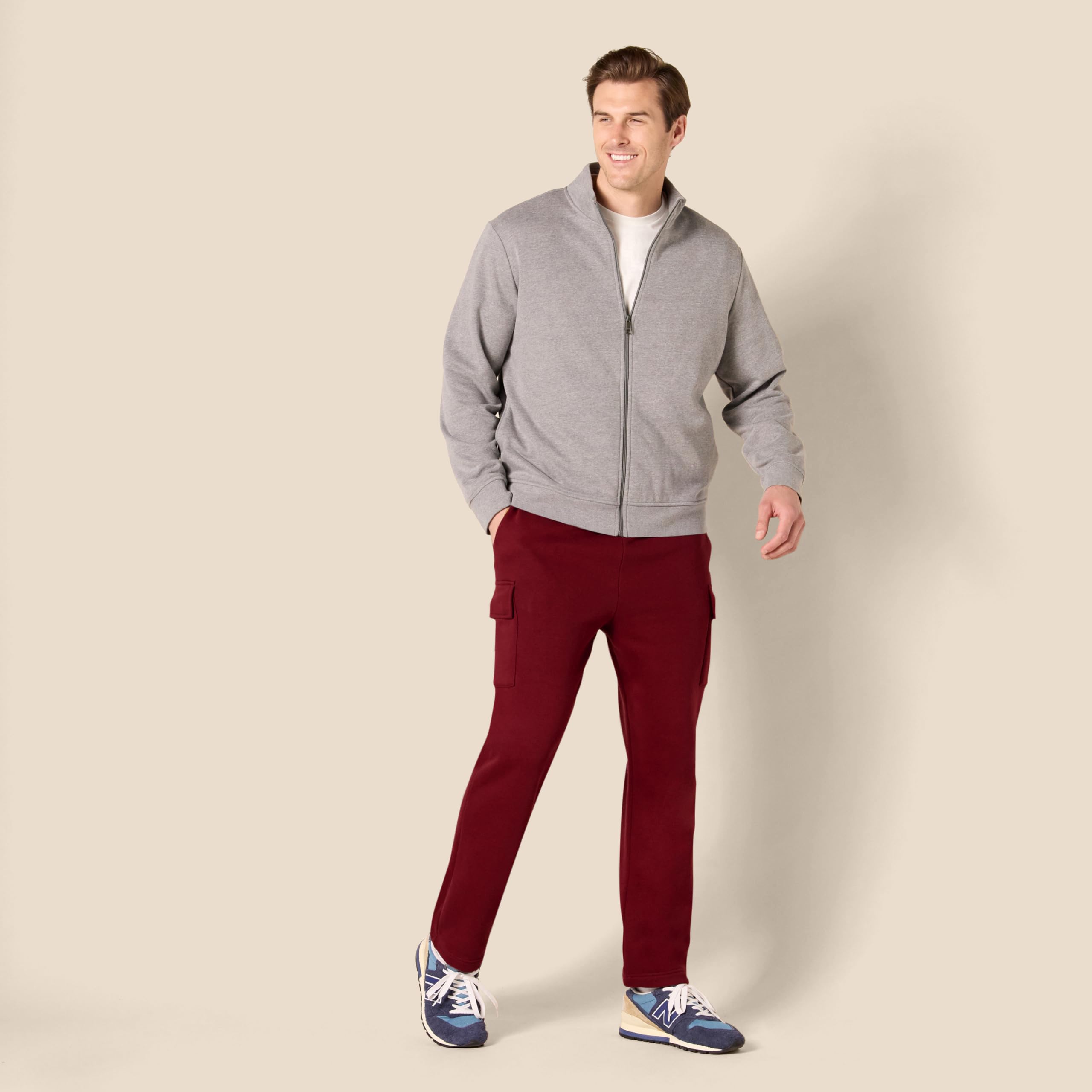 Amazon Essentials Uomo Pantaloni Tuta Cargo in Pile con Orlo Aperto