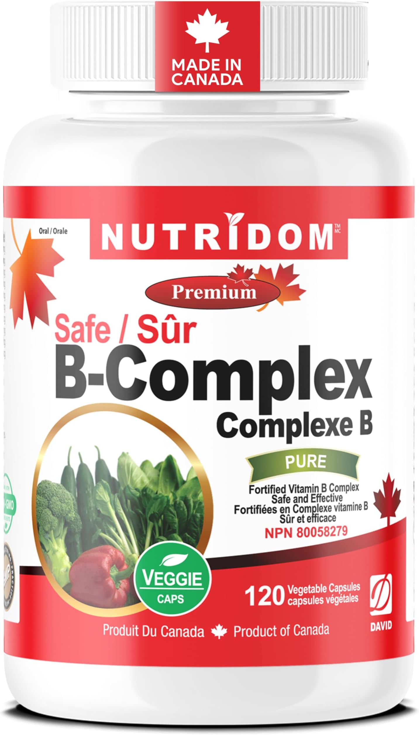 Nutridom Fortified Vitamin B-Complex 200 mg, 120 Count, All Vegan B-Vitamins Including B12, B1, B2, B3, B4, B5, B6, B7 (Biotin), B8 (Inositol), B9 (Folic Acid)