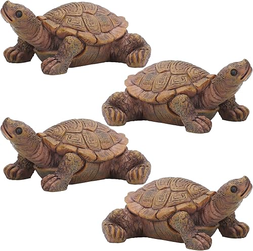 VAIPI 4 piezas de mini tortugas en miniatura de simulación de tortugas pequeñas adornos realistas tortugas marinas de resina, lindas tortugas