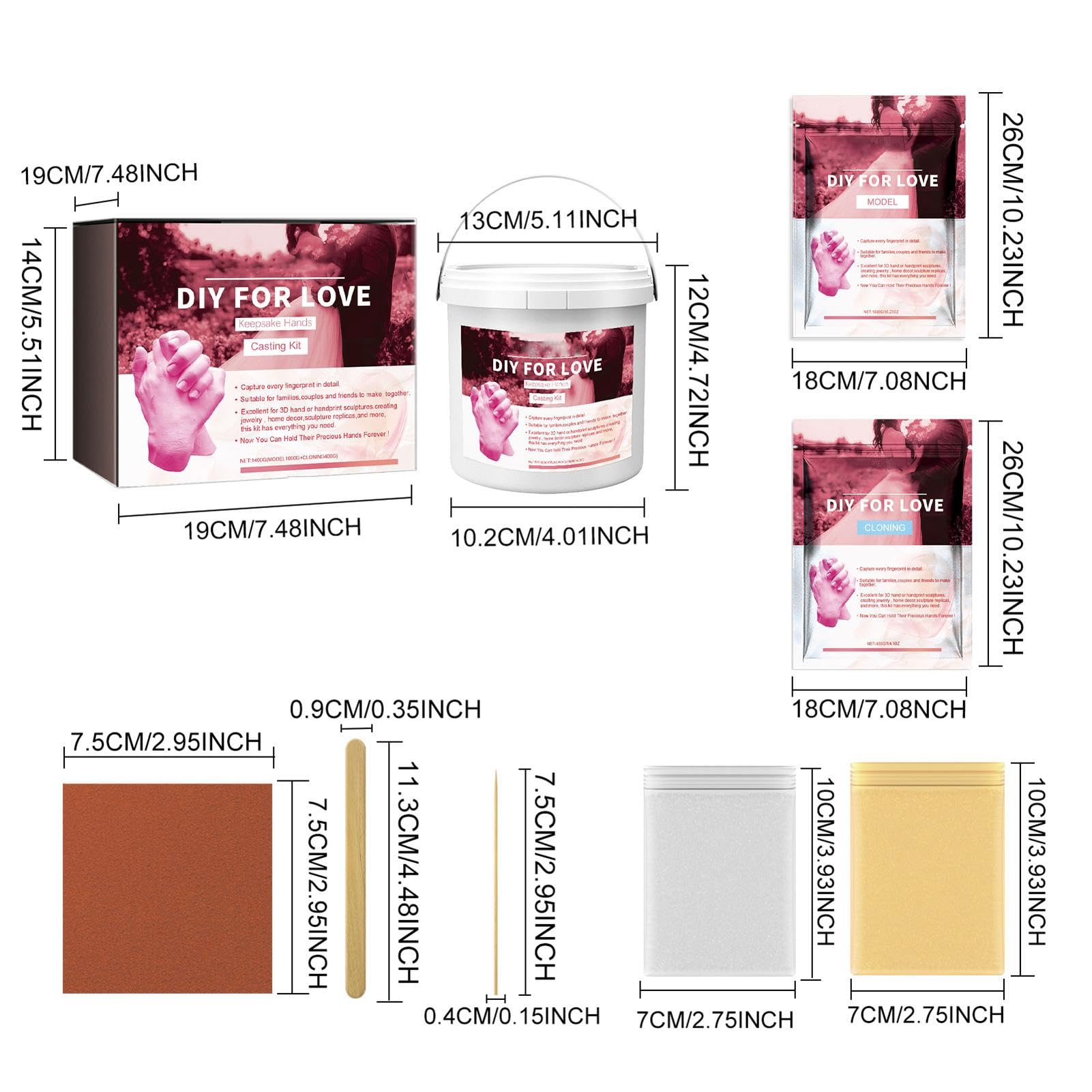Kit di casting per le mani di famiglia, coppie kit casting a mano - Set di stampaggio a mano per la famiglia - Modello a mano in gesso per San in polvere artigianale per attività festive | Set di stampaggio a mano per la famiglia - a mano in gesso per San