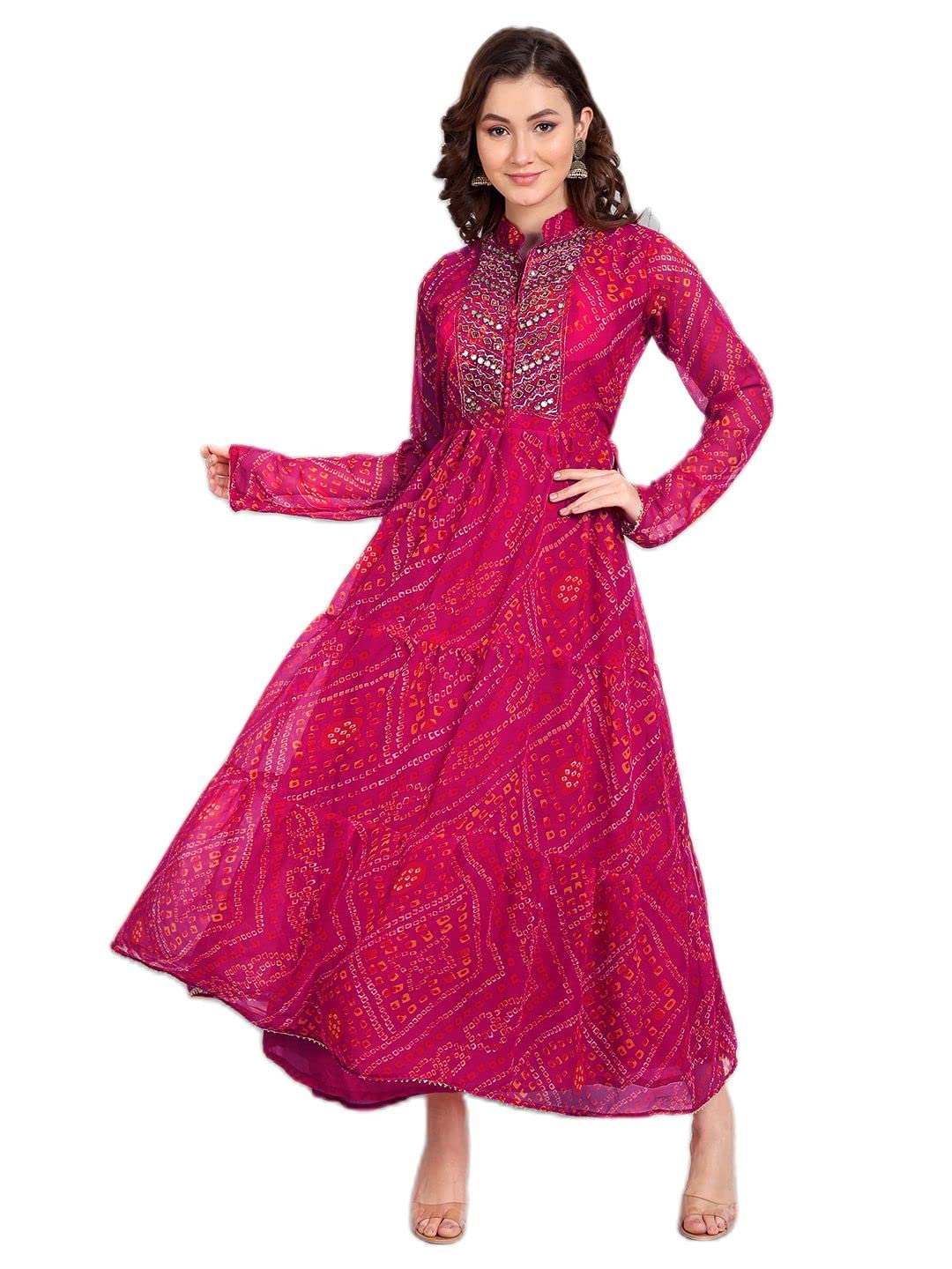 PAKIZA Georgette Printed Anarkali Kurta for Women