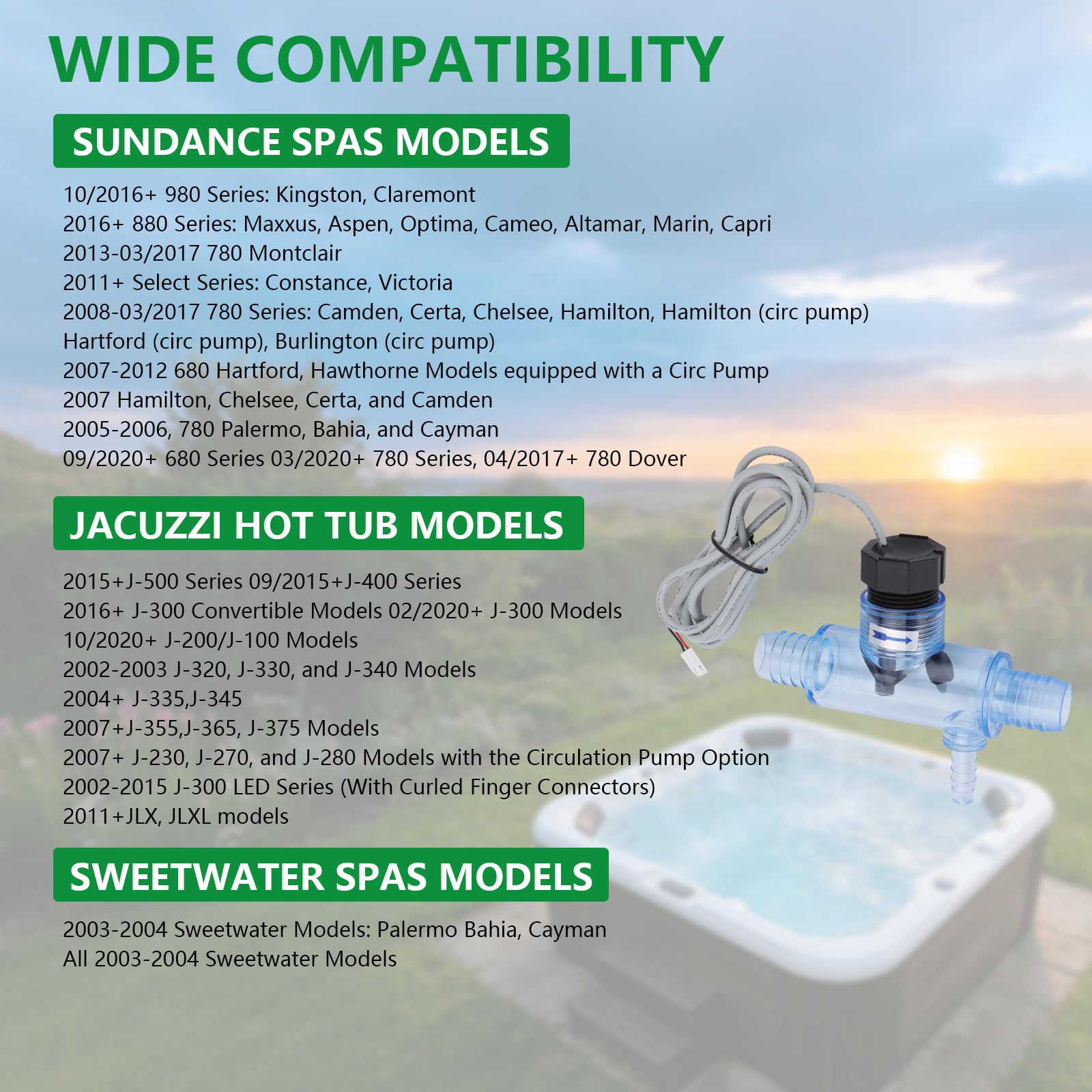 WENGART Wannen-Durchflussschalter 2560–040, Ersatz für Sundance Spas, Whirlpools und Süßwasser-Spas, ersetzt Teilenummer Q-12DS-C2, Fix FL1 und FL2 Fehlercodes