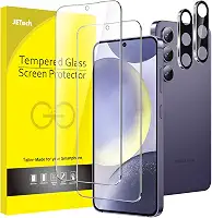 JETech Película de Vidro Temperado para Samsung Galaxy S24+ / S24 Plus com Protetor Lente Câmera, Protetor de Tela, Compatível com ID de Impressão Digital, HD Transparente, 2 Pacotes Cada