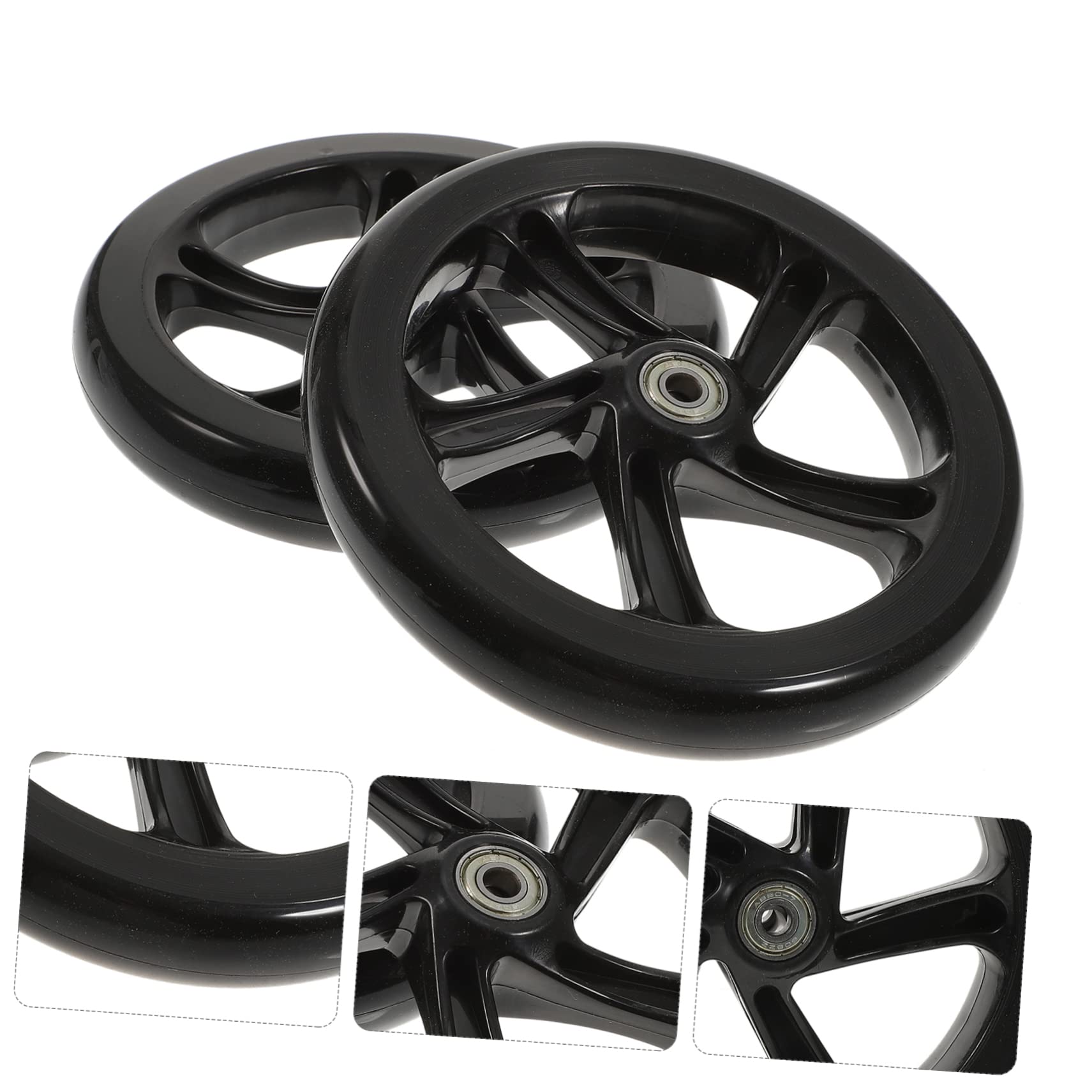 Hochelastische Roller Räder 180mm mit Lager, 2 Stück PU Schwarz