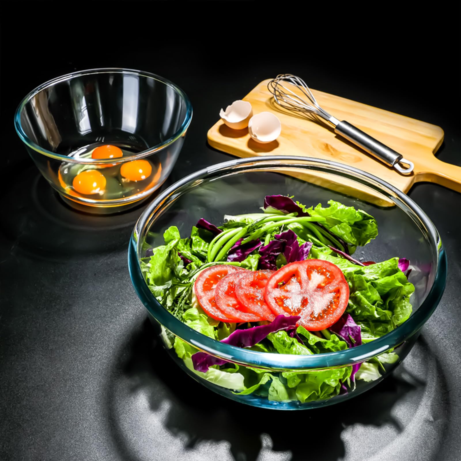 Extra große Glasschale für Sauerteigbrot, Glas-Rührschüssel für Sauerteigbrot mit Deckel, Backbehälter für Küche, Kühlschrank, Organisation