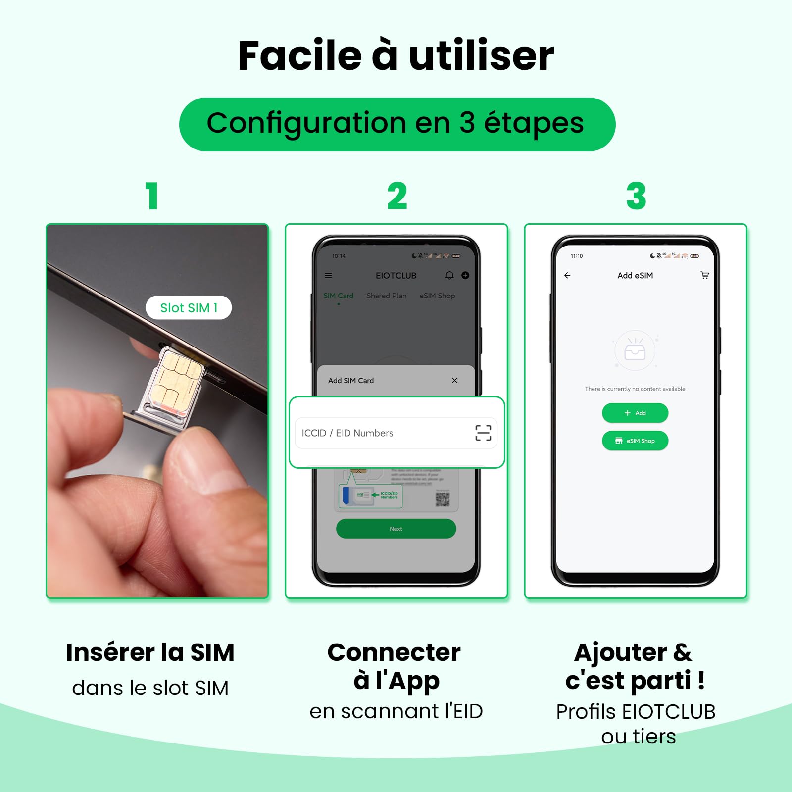 EIOTCLUB V3 Adaptateur eSIM pour iPhone/Android, sans Lecteur, 15Go Données