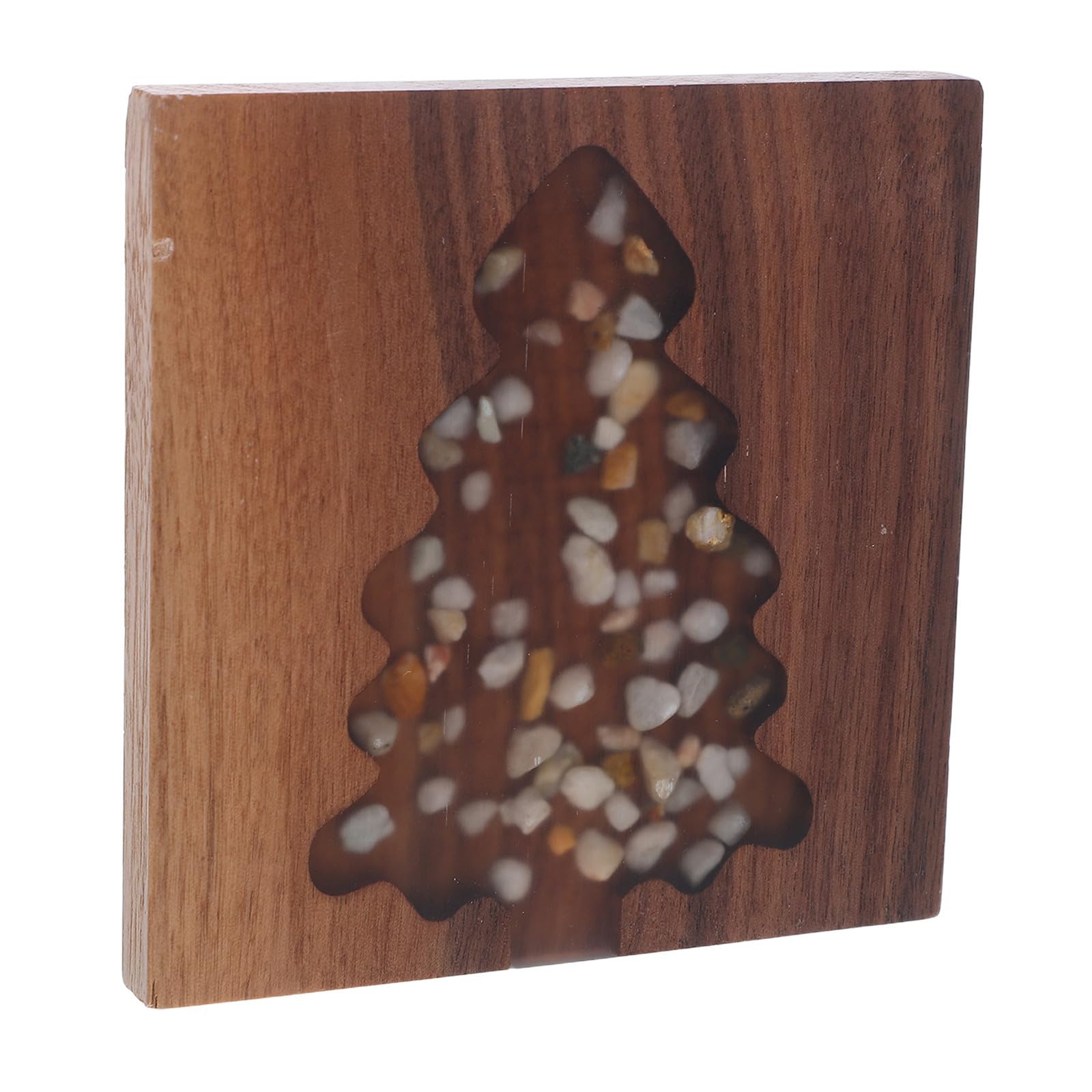 Beaupretty 5 Pièces Dessous de Verre Sapin de Noël Carré en Bois, Pierre