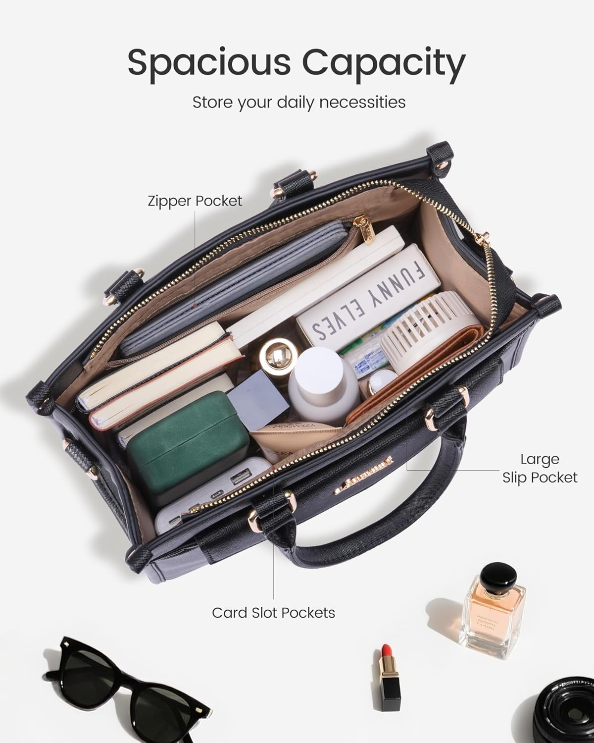 LOVEVOOK Purses and Handbags for Women, Trendy Satchel Tote Purse, PU Leather Crossbody Shoulder Bag Top Handle for Ladies - Image 3