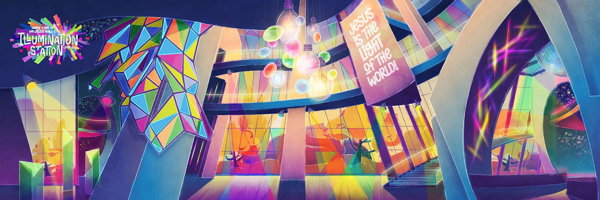 Lifeway Kids VBS 2026 Illumination Station Super Duper Sized Backdrop