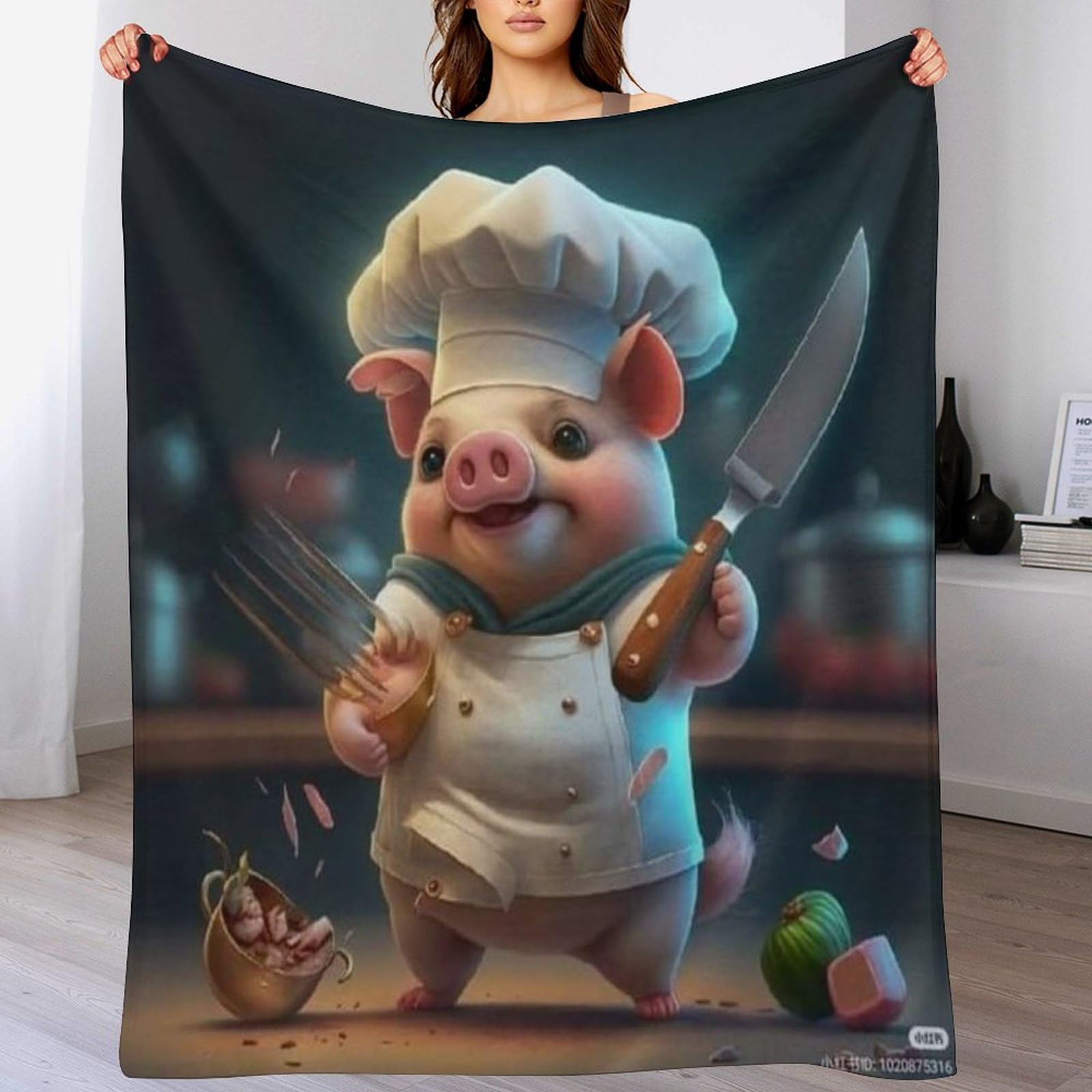 Couverture polaire en flanelle Cochon Mignon haut de gamme 100x130cm jeté de lit doux