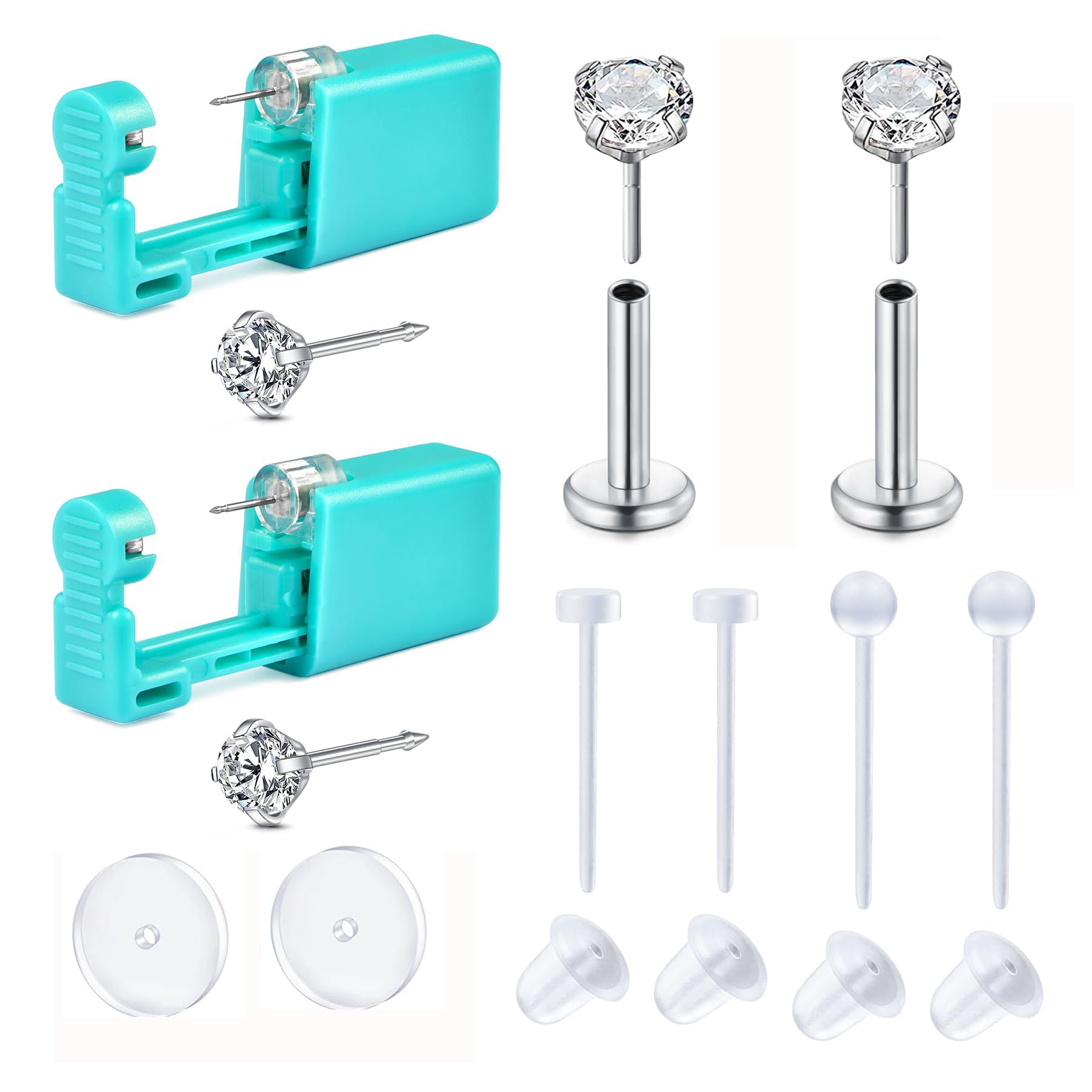 QWALIT Ear Piercing Gun Kit Earring Gun Piercing Kit Earring Gun Piercing Kit Piercing Gun Earrings Studs Ear Piercing Needle Kit With Earrings Silver