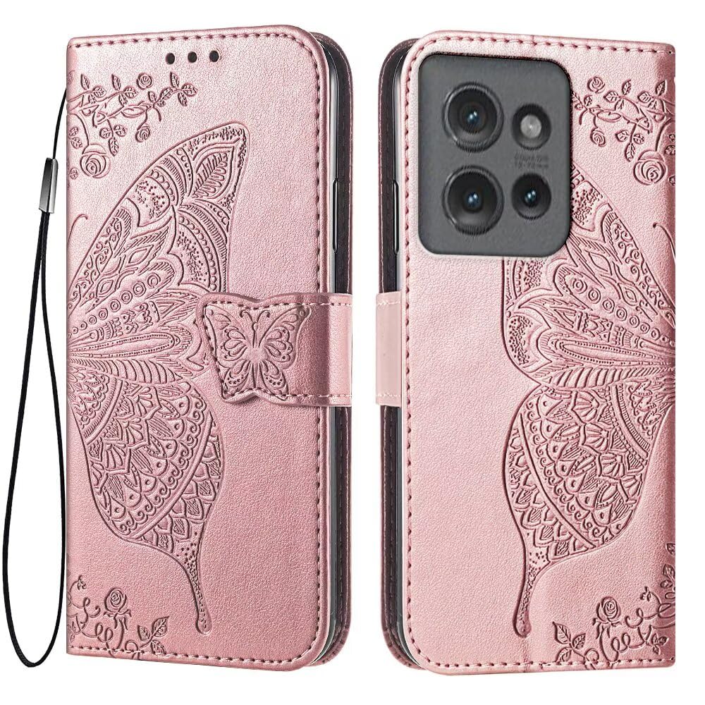Custodia Portafoglio Per Motorola Moto G75: Pelle Con Carte E Chiusura Magnetica Farfalla