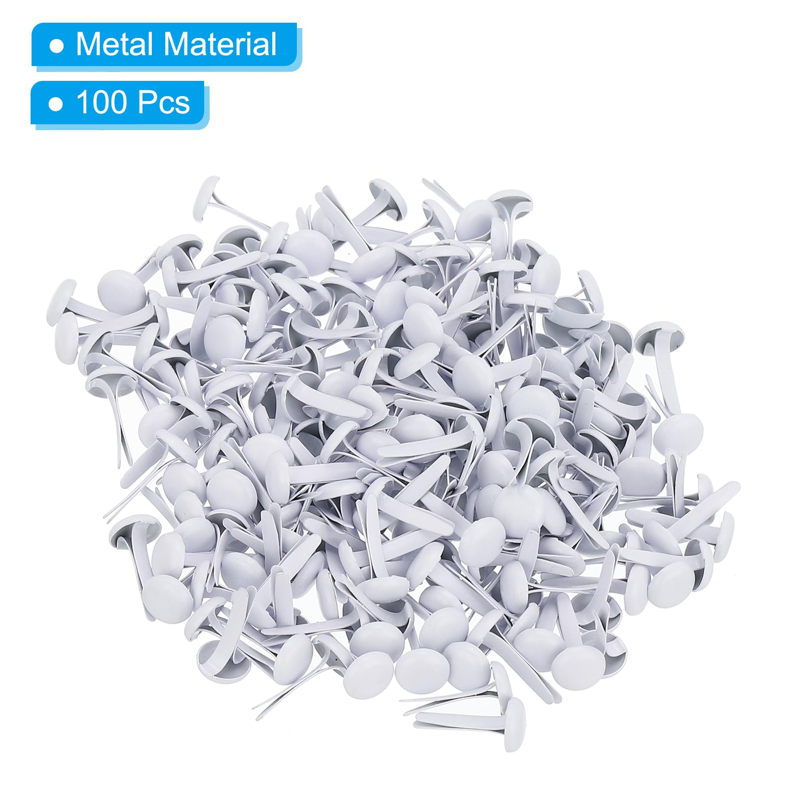 PATIKIL 100pz Fissaggio Ottone Carta, Coppiglie Mini Fermagli Metallo Pastello, 6 x 12 mm, Białe