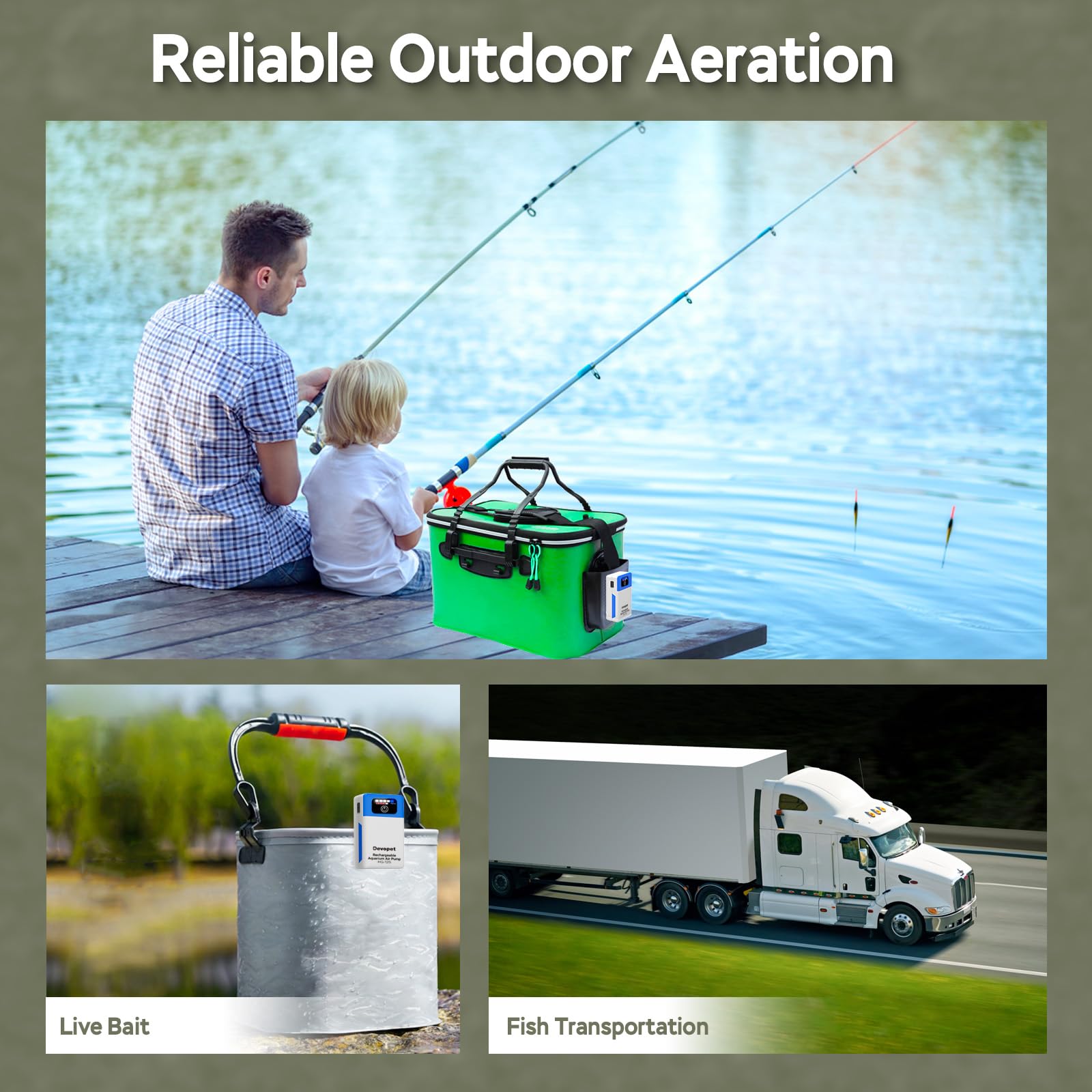 A6014 Pompe à air portable alimentée par piles pour aquarium