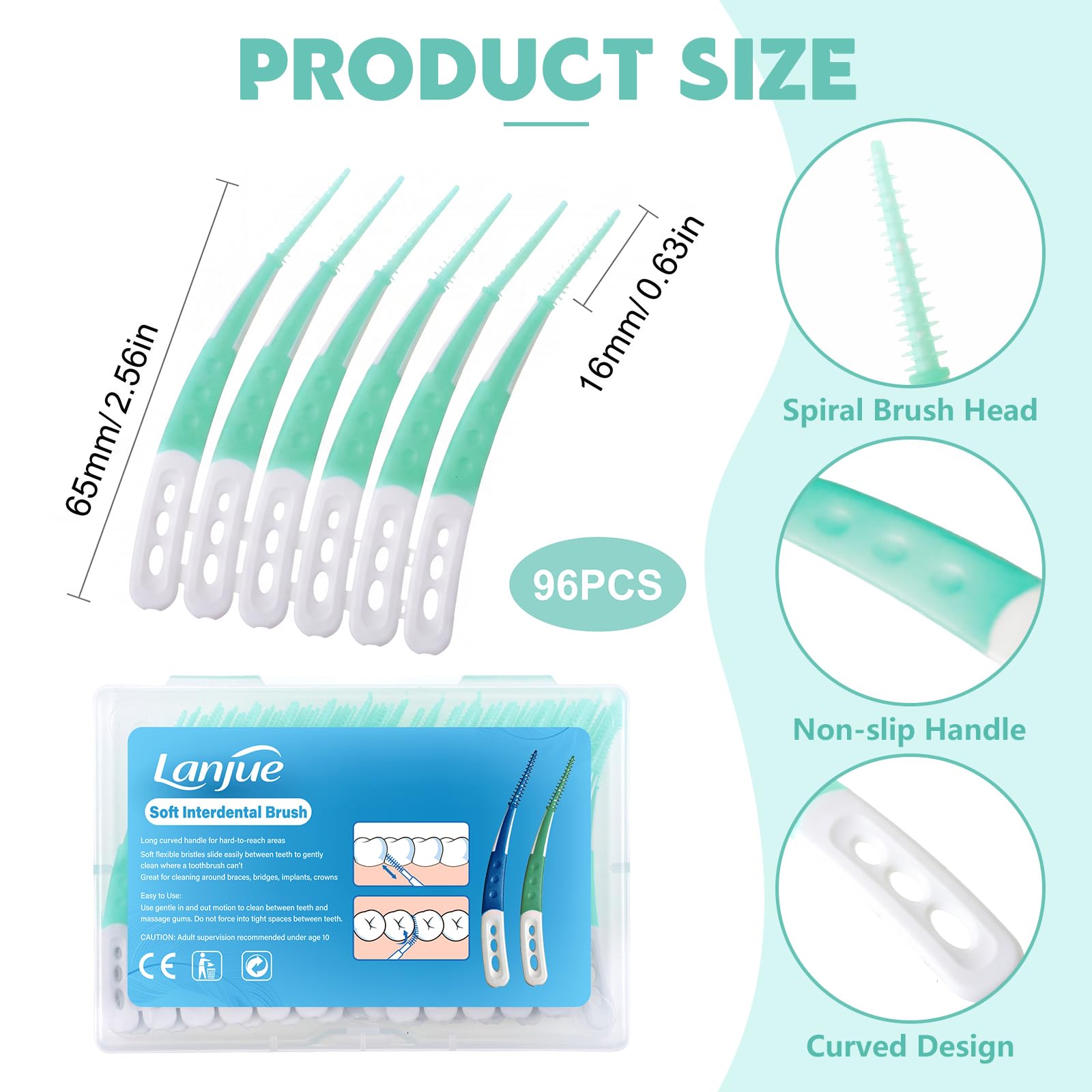 lanjue Cepillos interdentales portátiles entre dientes, 204 púas de hilo dental suave para limpieza de dientes, palillo de dientes, herramientas de limpieza de dientes para aparatos ortopédicos con