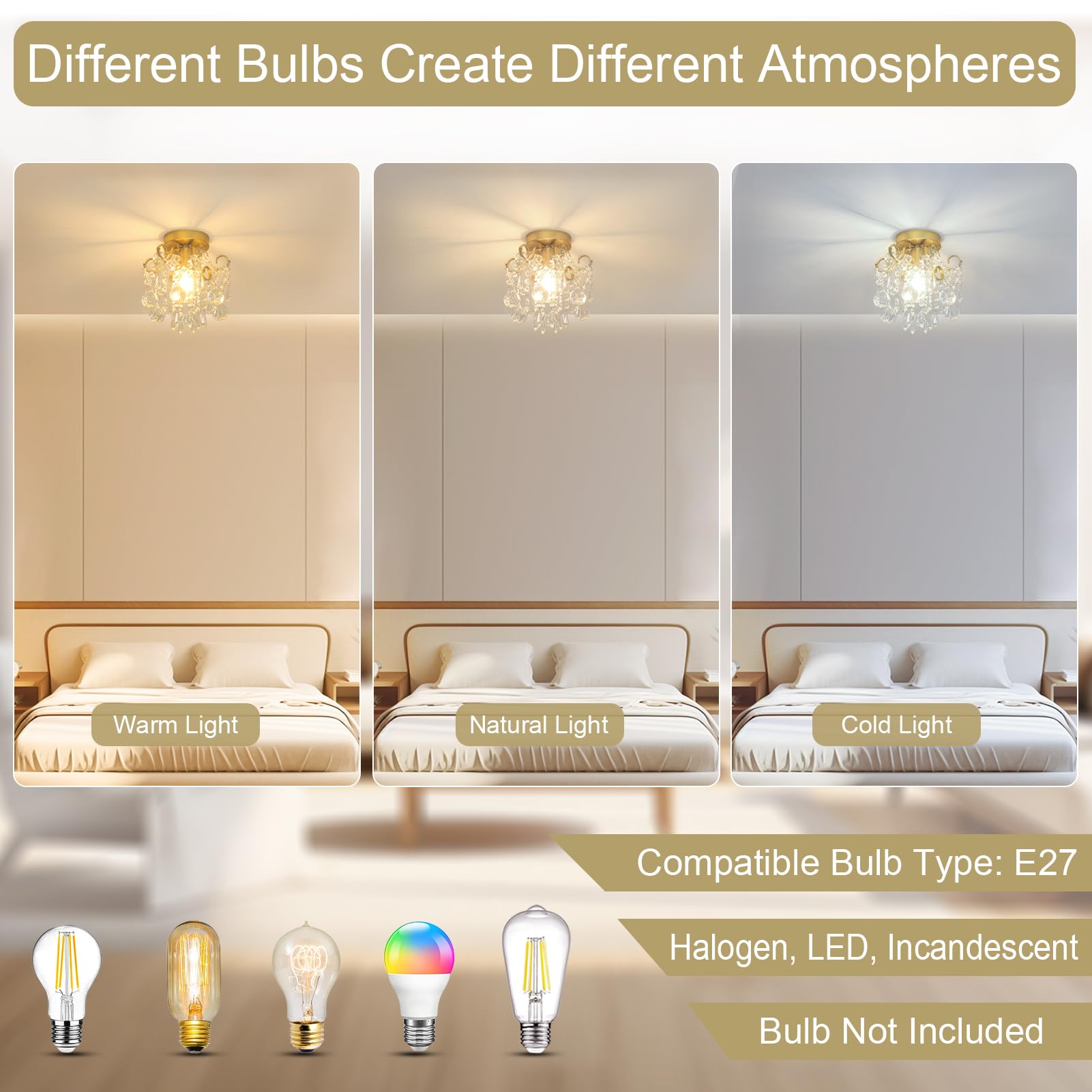 Rayofly Moderne Lustre Cristal, Plafonnier Cristal Salon, Plafonnier Or Salon, Plafonnier Verre Moderne Plafonnier Cristal pour Chambre, Cuisine, Hall, Chandelier Living Room