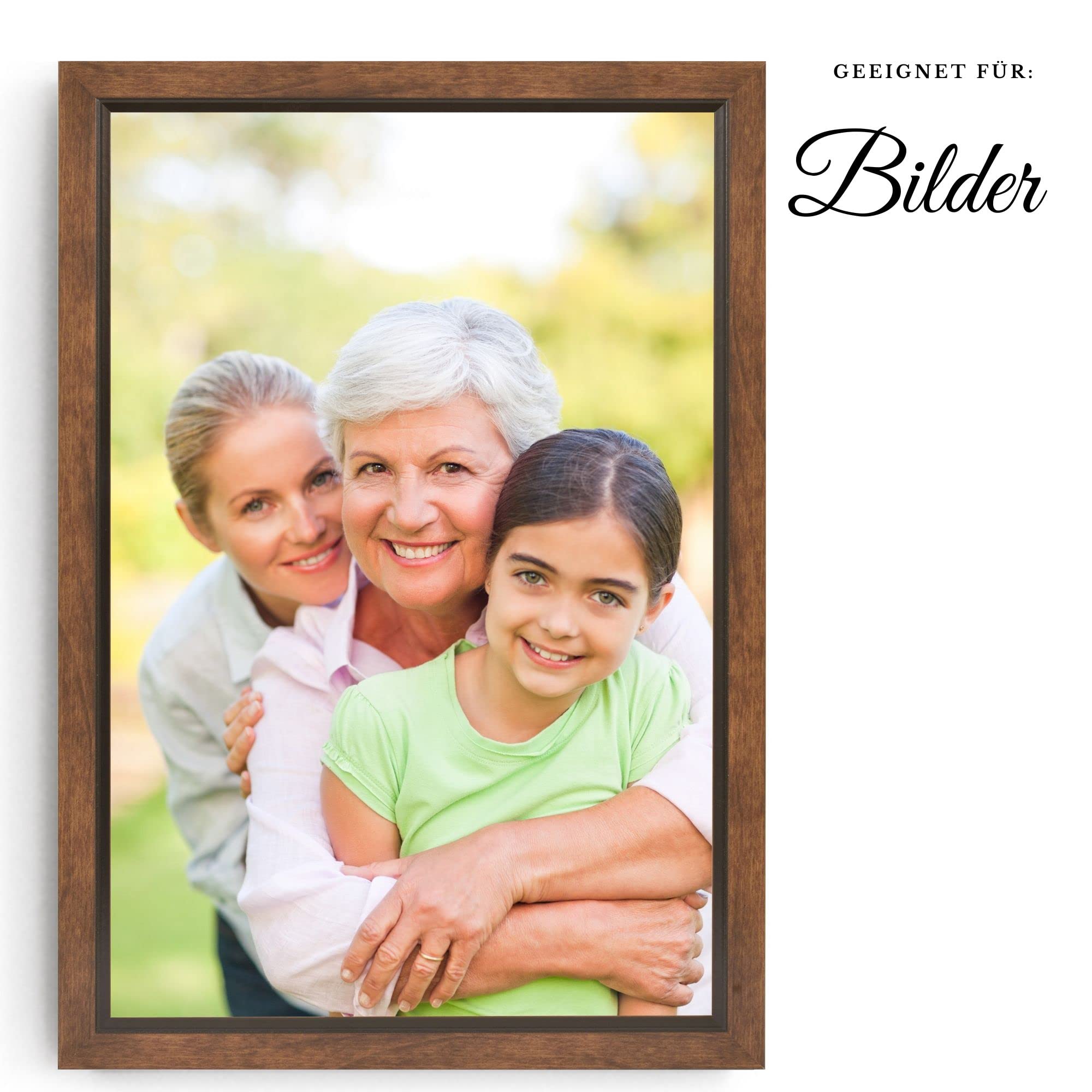 Bilderrahmen Bellevue - 59,4x84 cm DIN A1 - Nussbaum - Posterrahmen mit Acrylglas - MDF Holz Rahmen