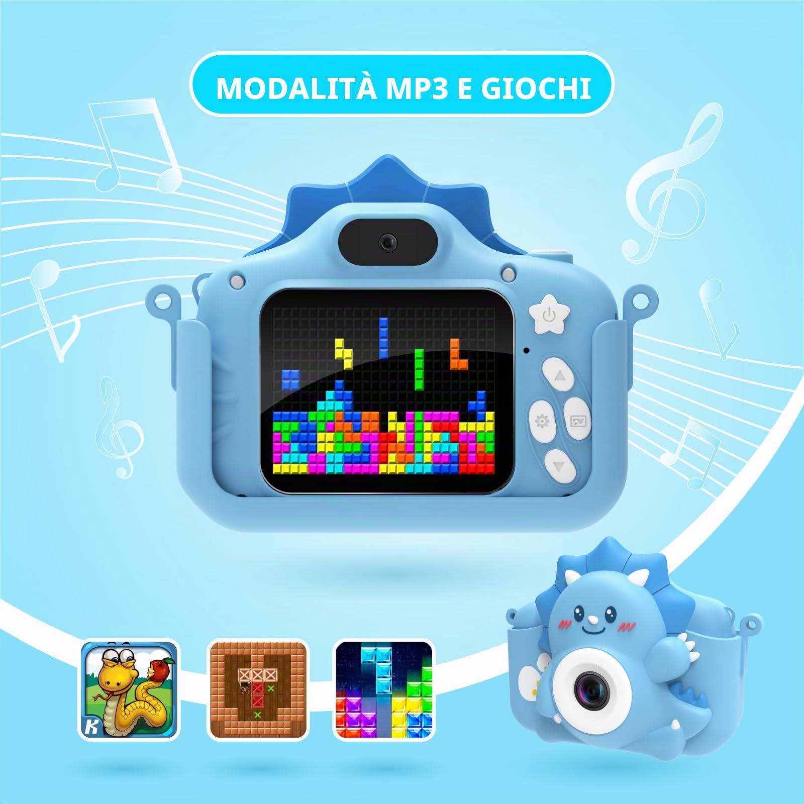 HiMont Macchina Fotografica per Bambini, 1080P Fotocamera Digitale con Scheda 32G & Schermo da 2,0", Selfie Videocamera, Regalo per Compleanno, Natale, Giocattolo per Bambini 3-12 Anni