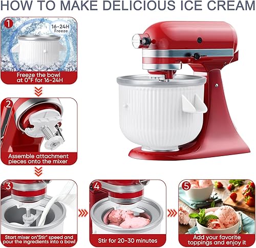 Miniatura 2 de Accesorio para máquina de helados para batidora de pie Kitchenaid, yogur congelado de 2 cuartos de galón, máquina de helado y sorbete, se adapta a