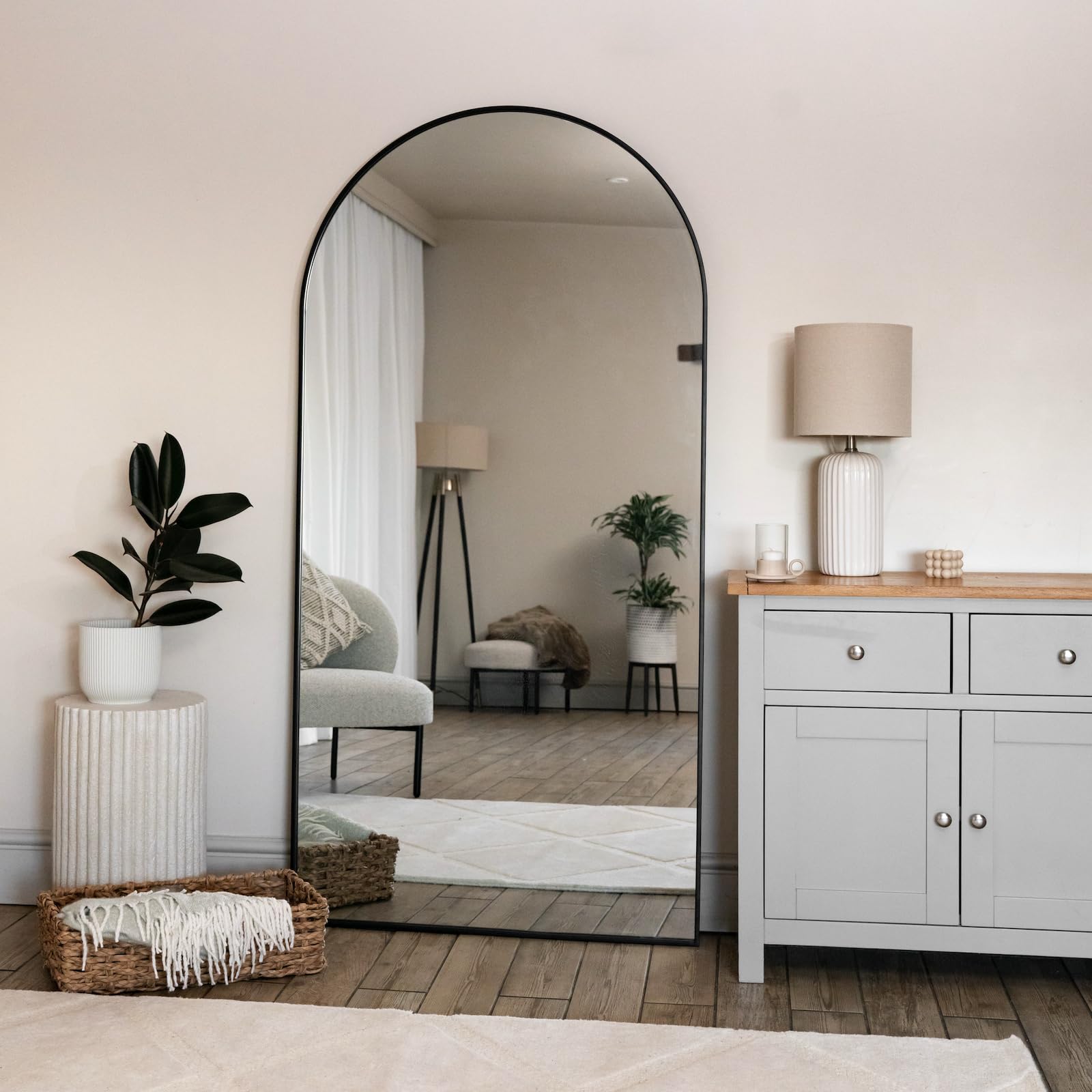 Jōbū Jobu HomeAkikoFull Length Black Metal Arched Mirror180Cm X 90Cm from B&Q