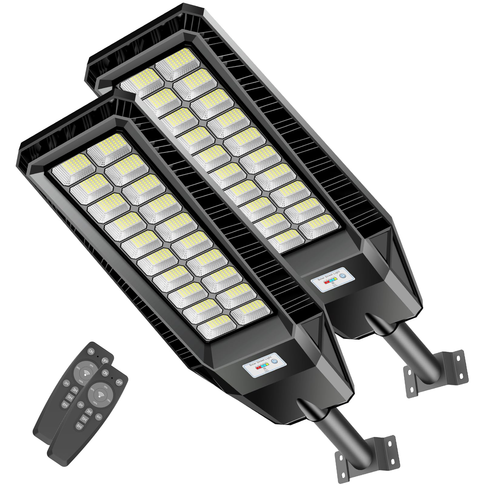 Solar Street Lights Outdoor - 3600W Solar Lights Outdoor Dusk to Dawn,IP66 Waterproof Street Lights Solar Powered,400000 Lumens Solar Lights for Parking Lots, Garage (3600W-2PACK)