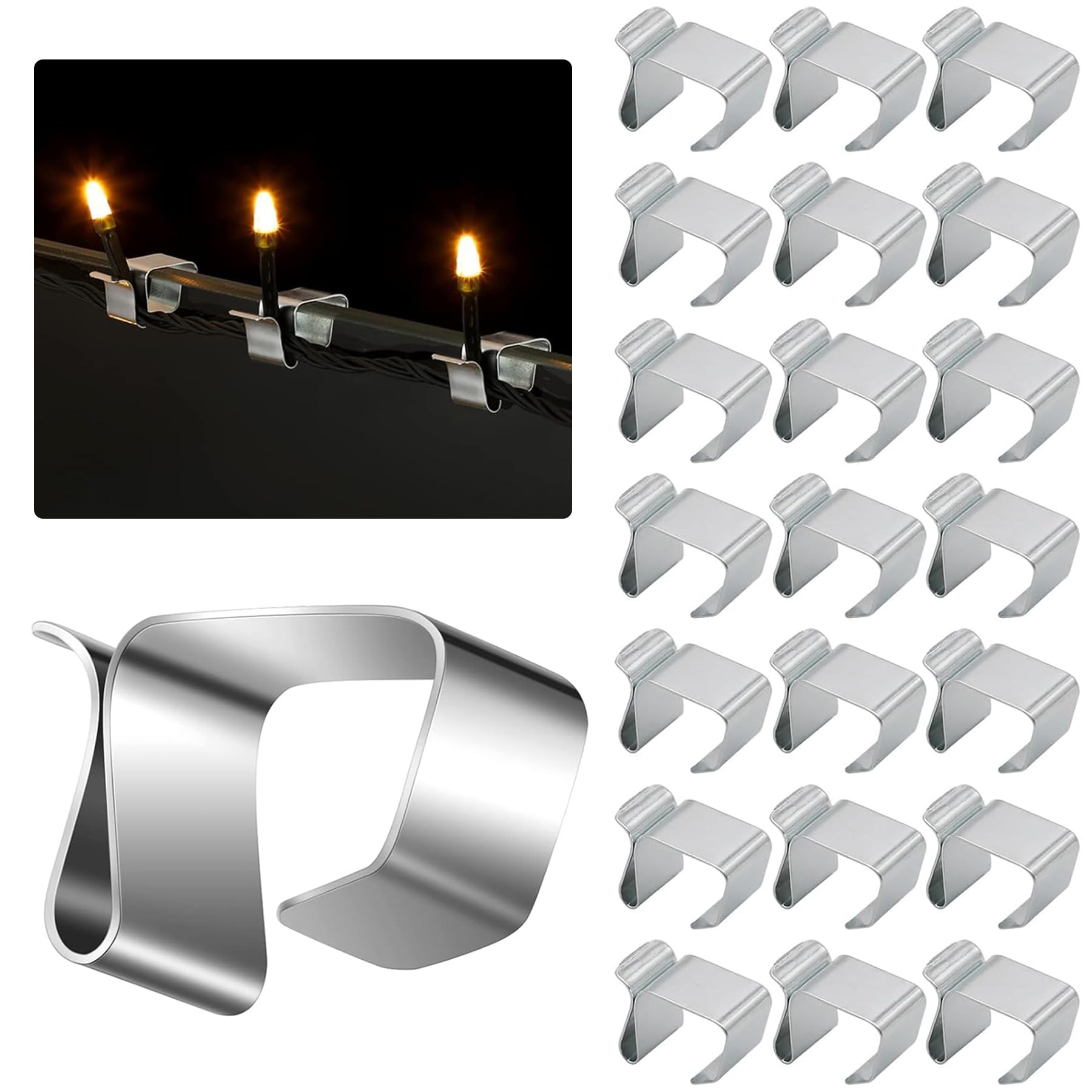 MorningRo 50 Dachrinnen-Clips Für Weihnachtslichter – Aluminium, Wetterfest, Einfach Zu Montieren
