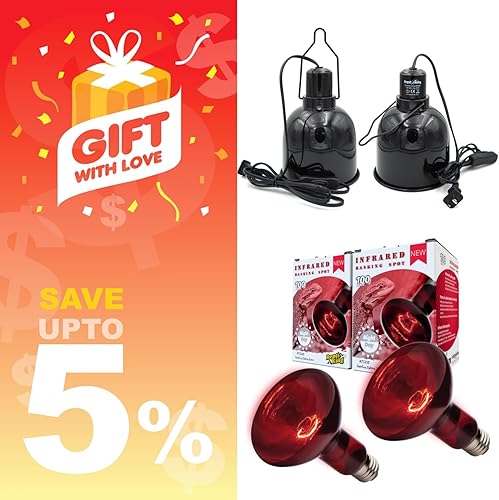 Bombilla de calor infrarroja y lámpara de reptil de 5.5 pulgadas, lámpara de calor de reptiles y cúpula de luz para reptiles y lagarto de dragón