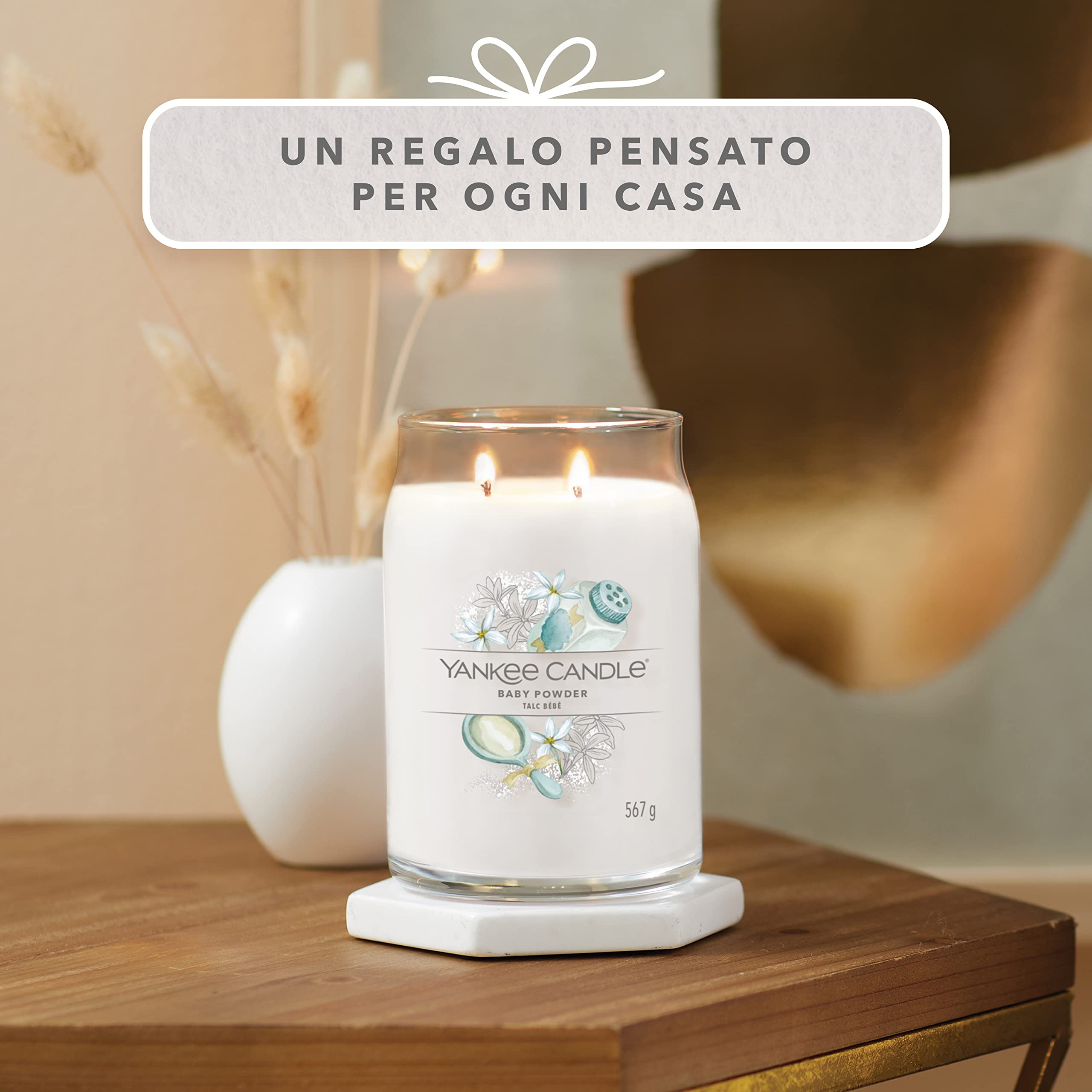 Yankee Candle Signature Candela Profumata, Talco per Bambini in Giara Grande, Candele di Miscela di Cera di Soia Lunga Durata, Regalo per le Donne