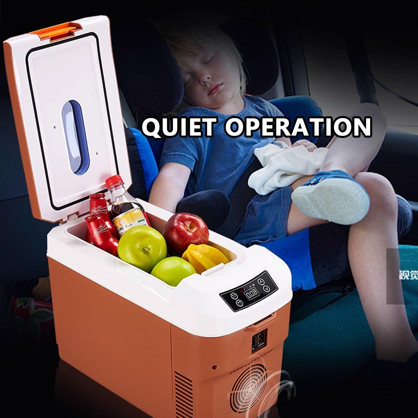 Refrigerador Pequeño Mini Nevera Electrica Refrigerador Del Automóvil 12/24/220V Con Pantalla Digital Modos De -20℃ A +60 ℃ for Hogar Camping Viajes 12 L(Brown)
