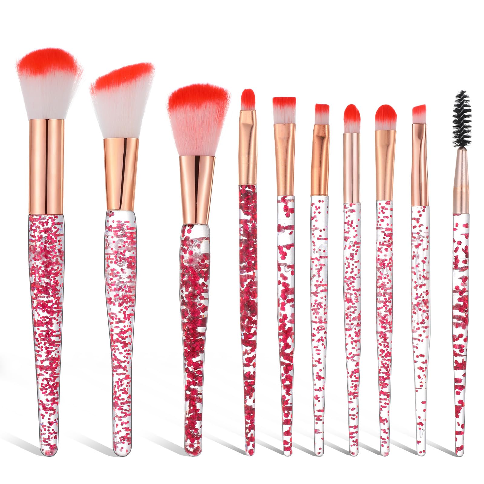Photo 1 of 10 PCS Crystal Glitter Makeup Brushes, Cute Makeup Brushes Face Cosmetics Blending Synthetic Brush Professional Glitter Brush for Foundation Concealer Shadow Blush Lip