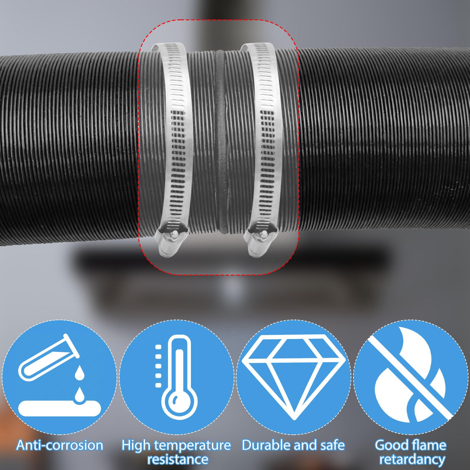 2 Raccords Conduit 75 Mm + 4 Colliers Inox - Pour Chauffage Eberspacher/Webasto Et Ventilation