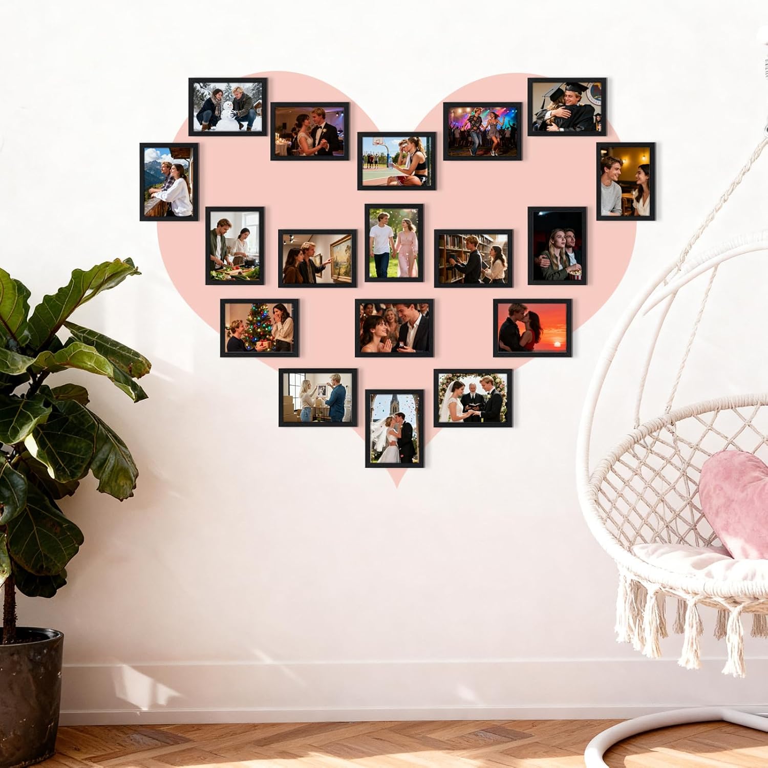 PETAFLOP Wooden 5x7 Picture Frame Set of 18, Bulk Black Photo Frames Fits 5 by 7 for Wall or Tabletop Display