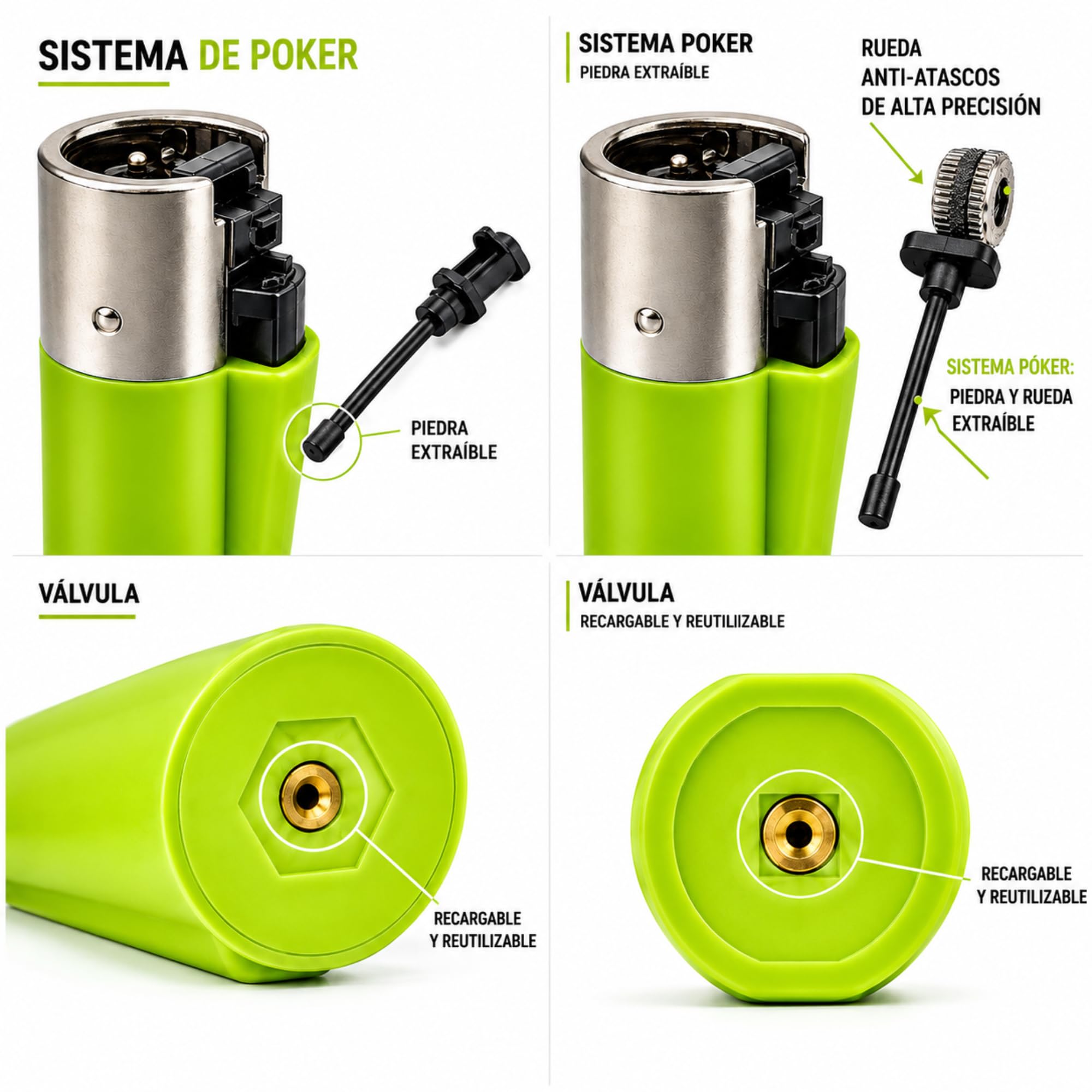 Pack 42 Mecheros Recargables con Gas Butano Encendedores Reutilizables de Piedra Larga Duración Llama Estable Encendido Rápido Colores Variados para Cocina Camping Velas y Barbacoa