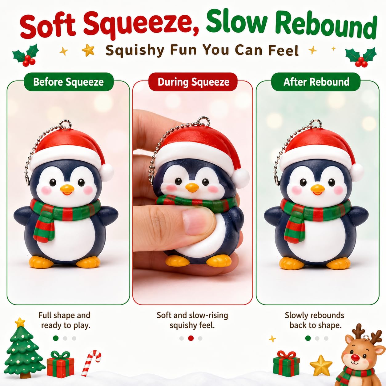 Świąteczny brokatowy renifer rosnący Squishy Ornament zestaw, 24 szt