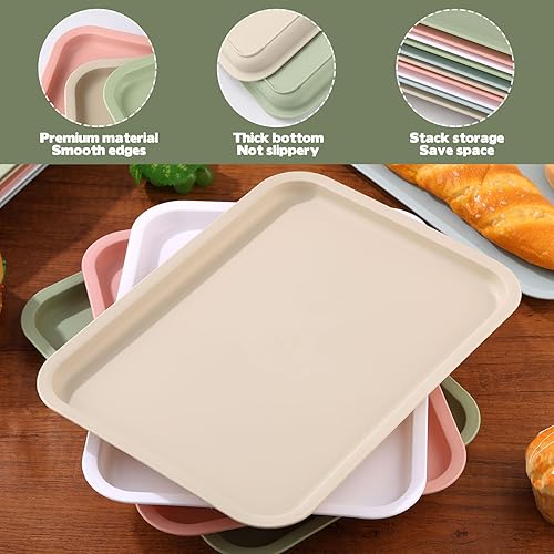 Miniatura 3 de Cieovo Paquete de 10 bandejas para servir comida rápida, colorida bandeja rectangular para cafetería, para restaurante, hogar, escuela, suministros