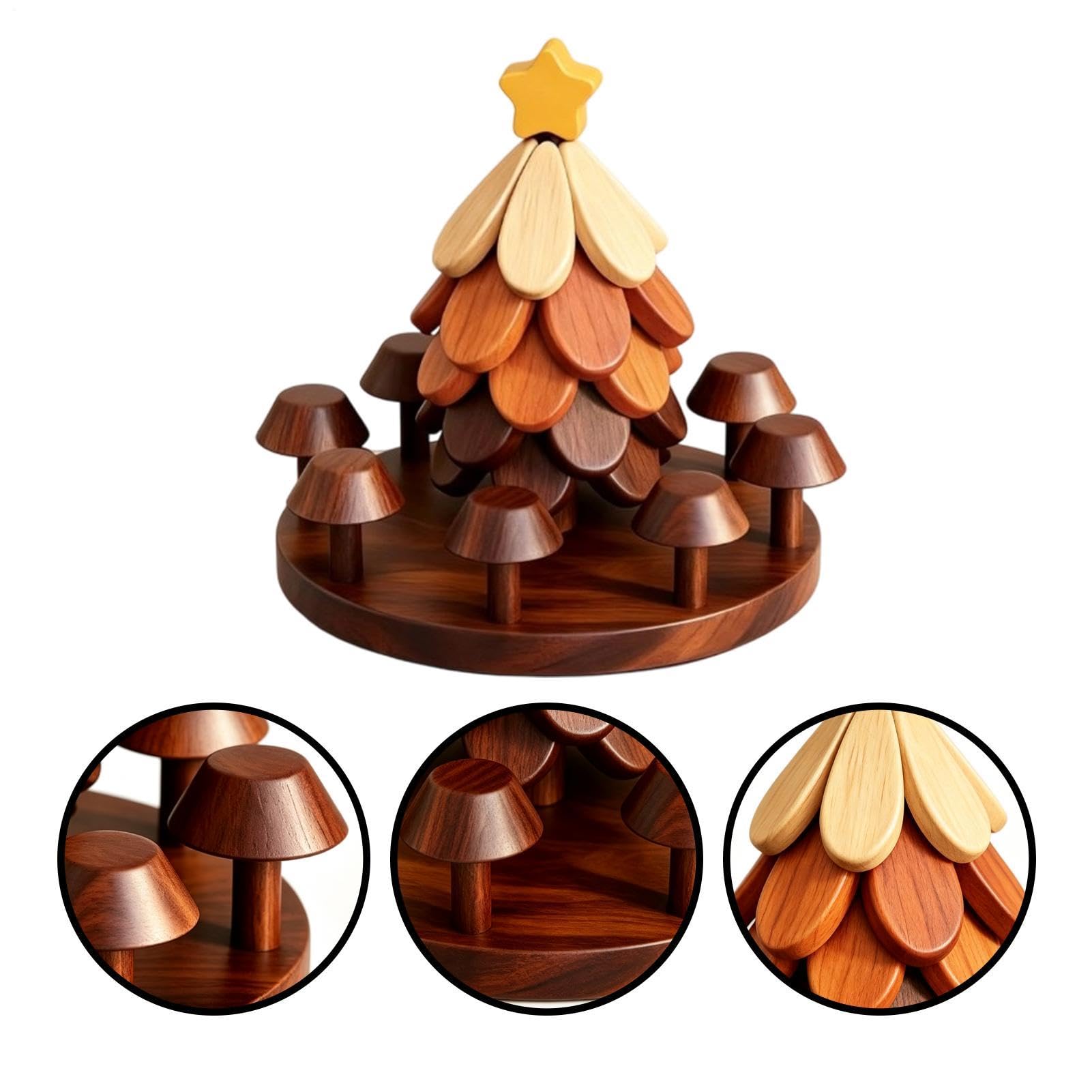 Juego de salvamanteles para árbol de Navidad, madera, 23,5 x 23,5 x 23,5 cm