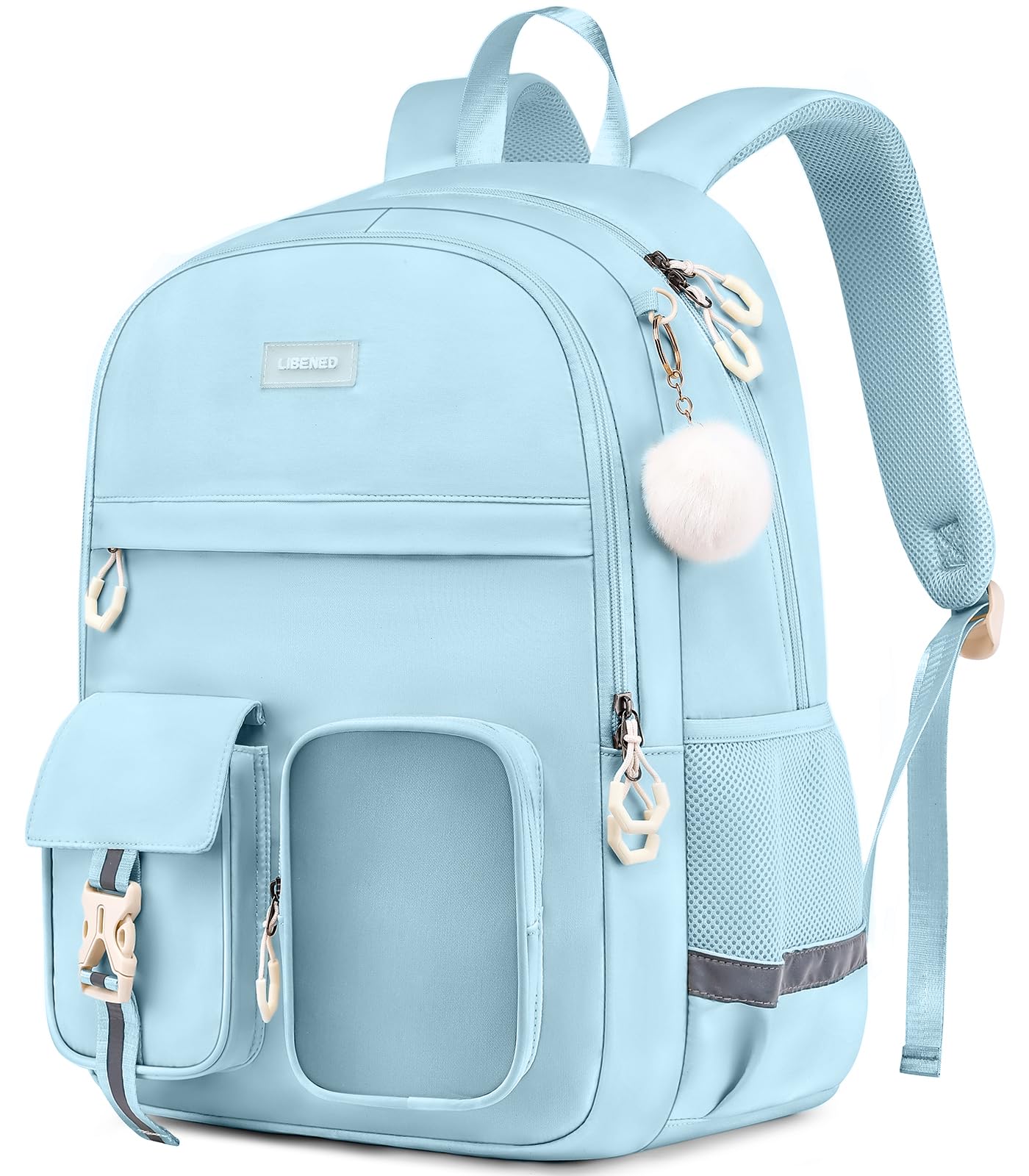 LIBENED Pastel Light Blue Backpack for Middle High School Girls | 15.6 Inch Sturdy Water…