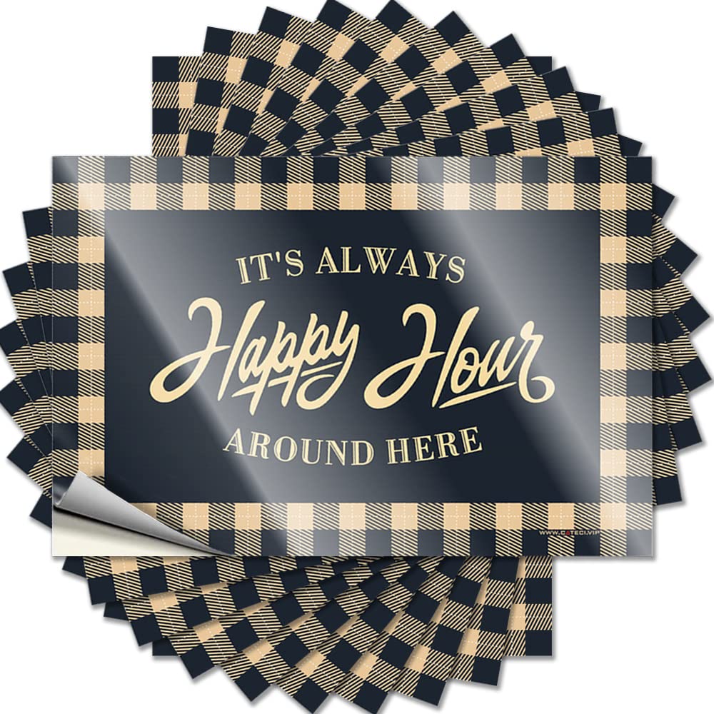 Sticker Helmet Funky It's Always Happy Hour Around Here for Teens - Vintage Outdoor Decor Easy Peel Removable(12X18CM)