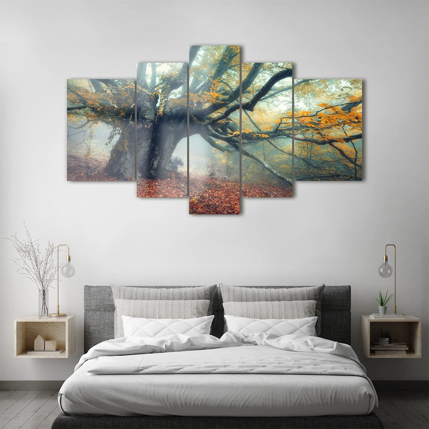 Tableau Sur Verre Tulup 120x60 Cm – Paysage Prairie Herbe Arbre, Moderne